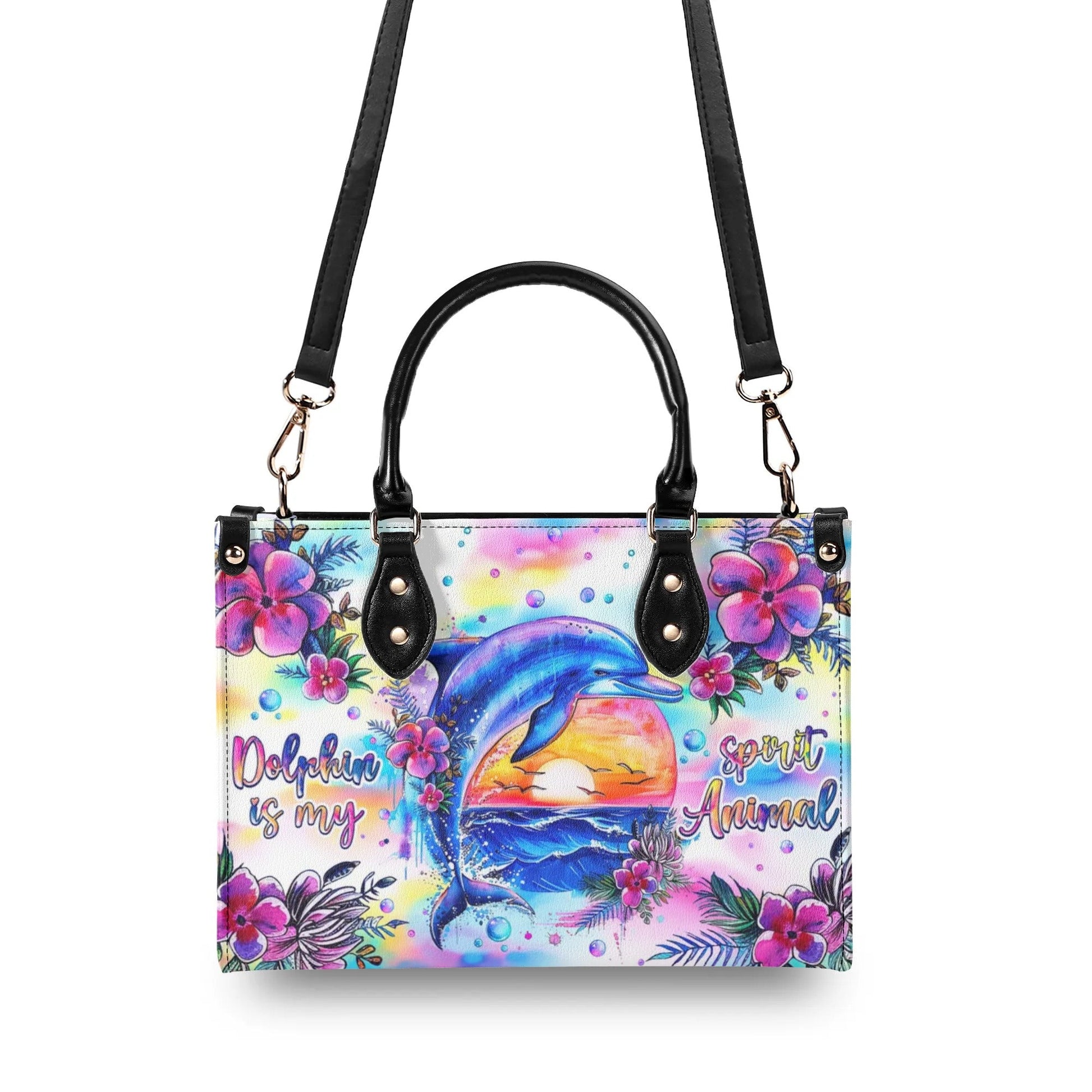 Bigcrowns DOLPHIN IS MY SPIRIT ANIMAL LEATHER HANDBAG Z2106244