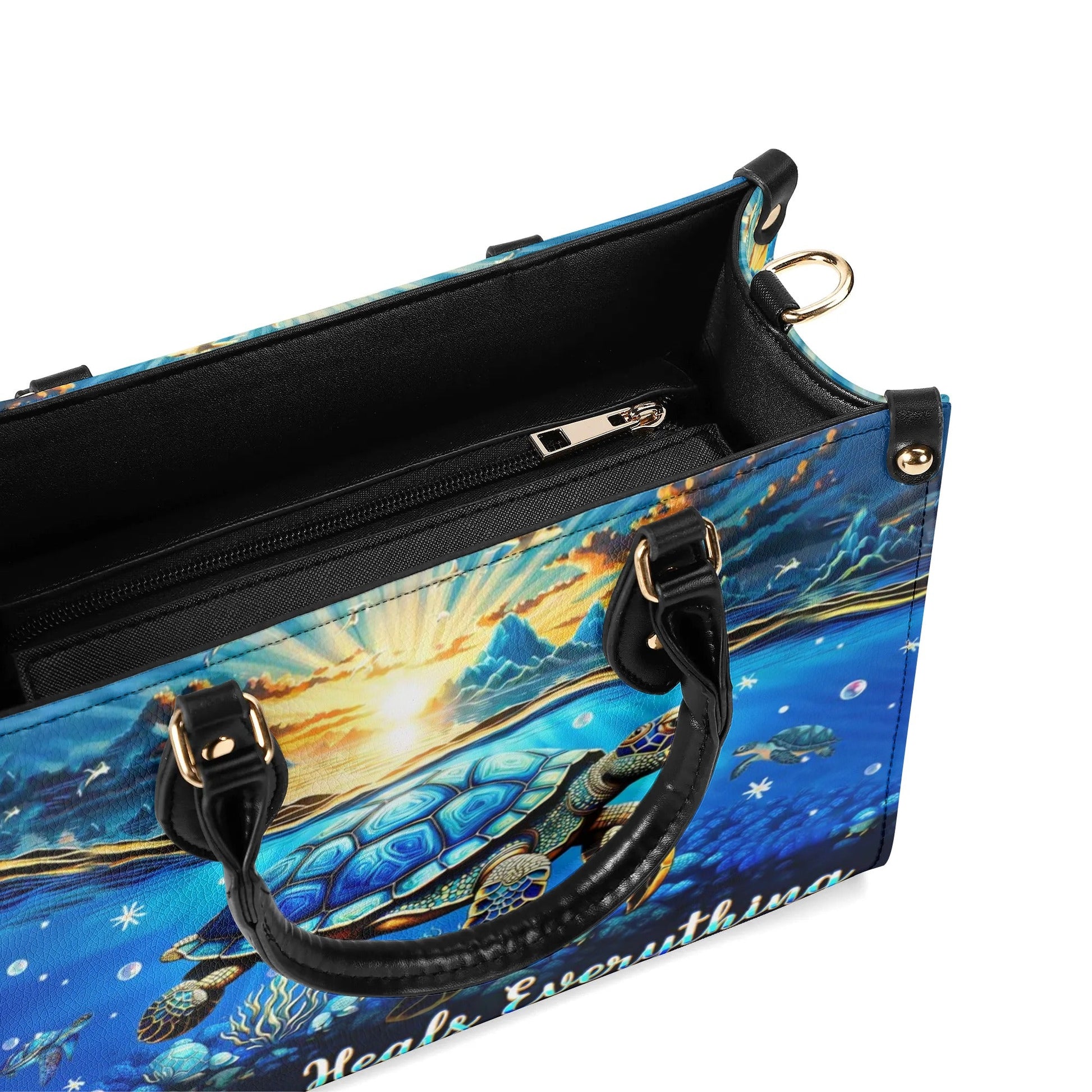 Bigcrowns SALTWATER HEALS EVERYTHING TURTLE LEATHER HANDBAG TLPQ0810244
