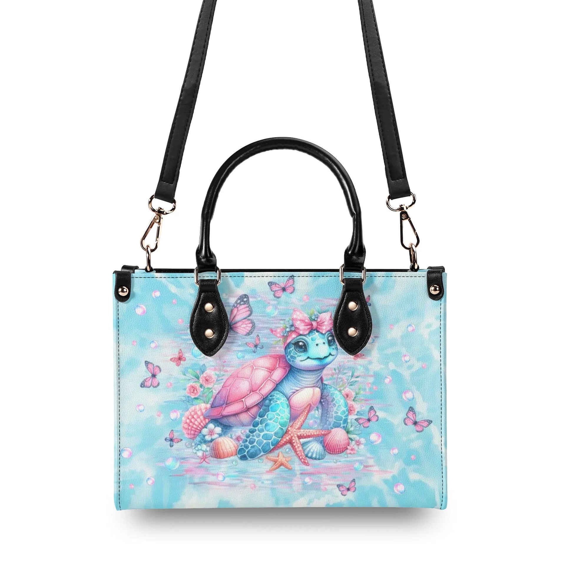 Bigcrowns DON'T WORRY BEACH HAPPY TURTLE LEATHER HANDBAG N2607244