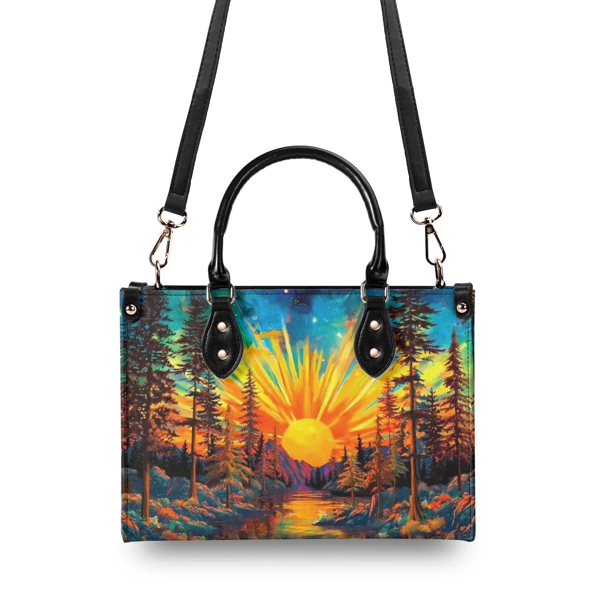 Bigcrowns BEAUTIFUL SUN SCENE LEATHER HANDBAG N1009243