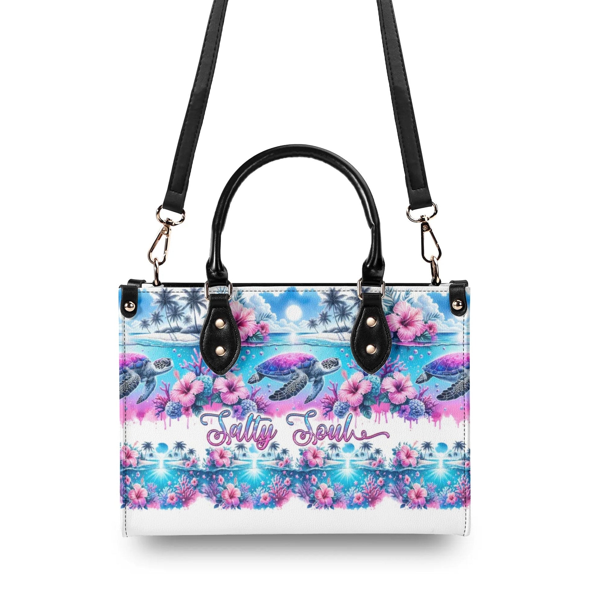 Bigcrowns SALTY SOUL FLOWER TURTLE LEATHER HANDBAG TLPQ1607241