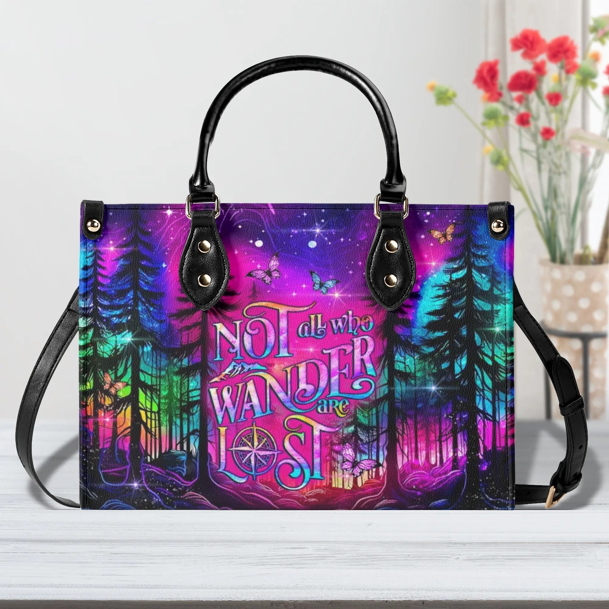 Bigcrowns NOT ALL WHO WANDER ARE LOST LEATHER HANDBAG T0509243