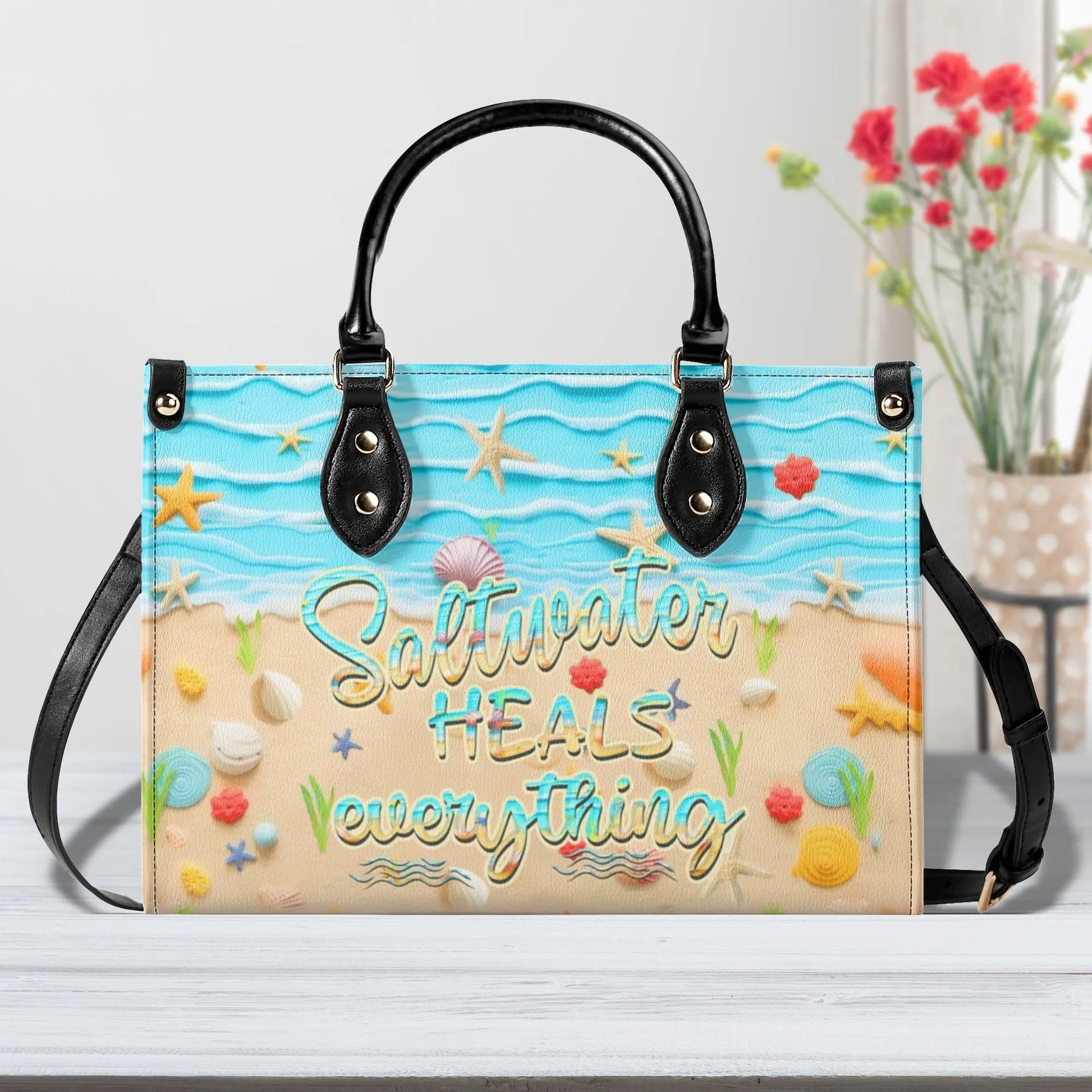 Bigcrowns SALTWATER HEALS EVERYTHING LEATHER HANDBAG N1806242