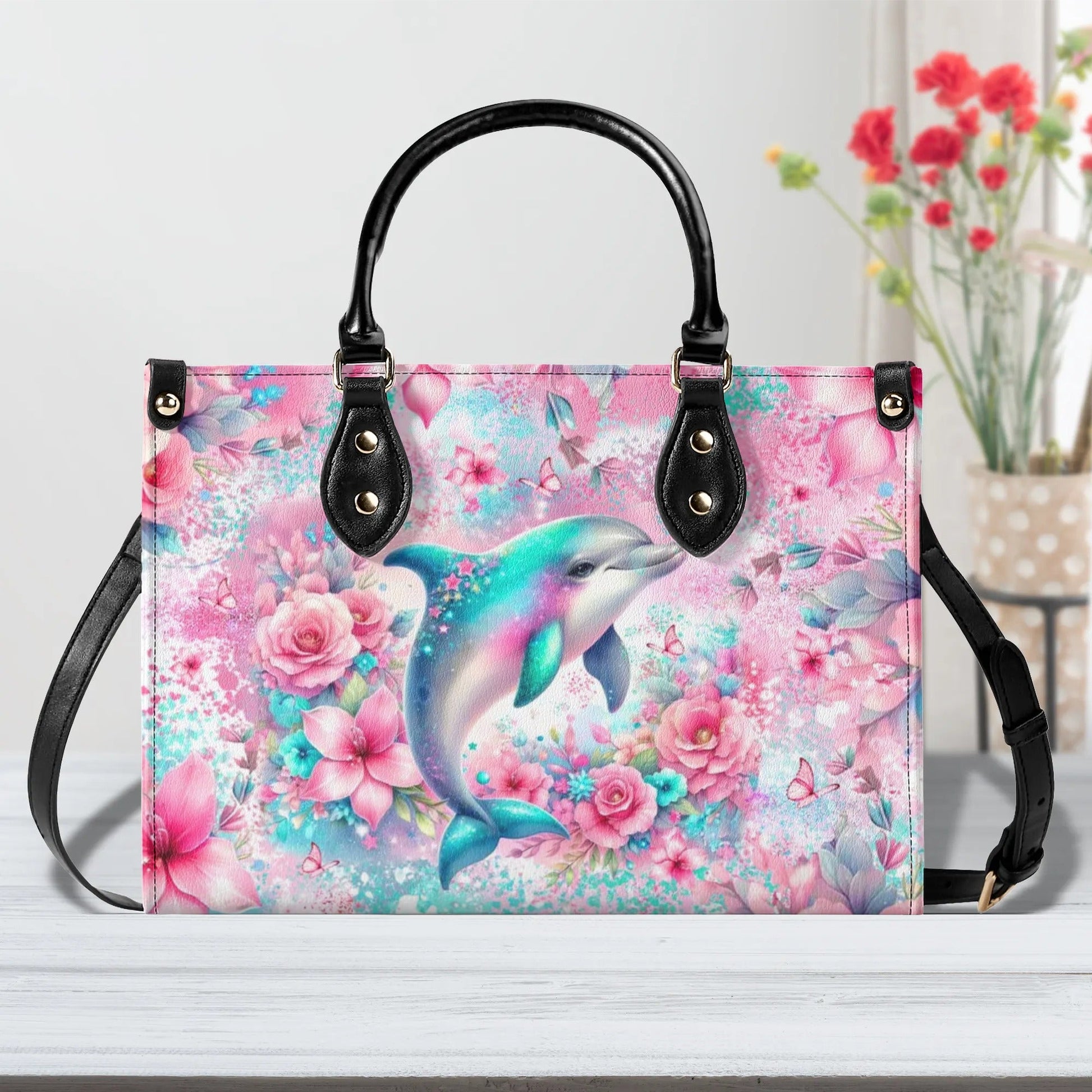 Bigcrowns DOLPHIN FLORAL LEATHER HANDBAG T1107242
