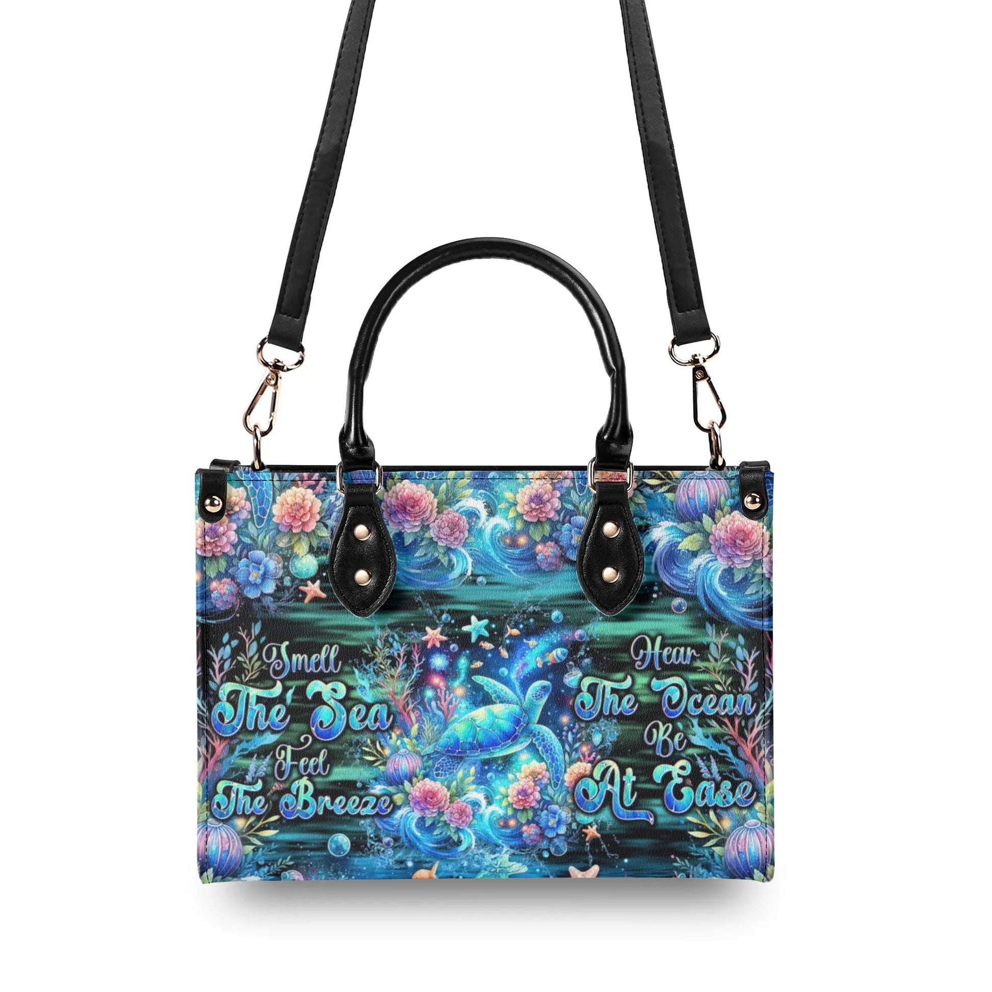 Bigcrowns SMELL THE SEA FEEL THE BREEZE TURTLE LEATHER HANDBAG T0409244
