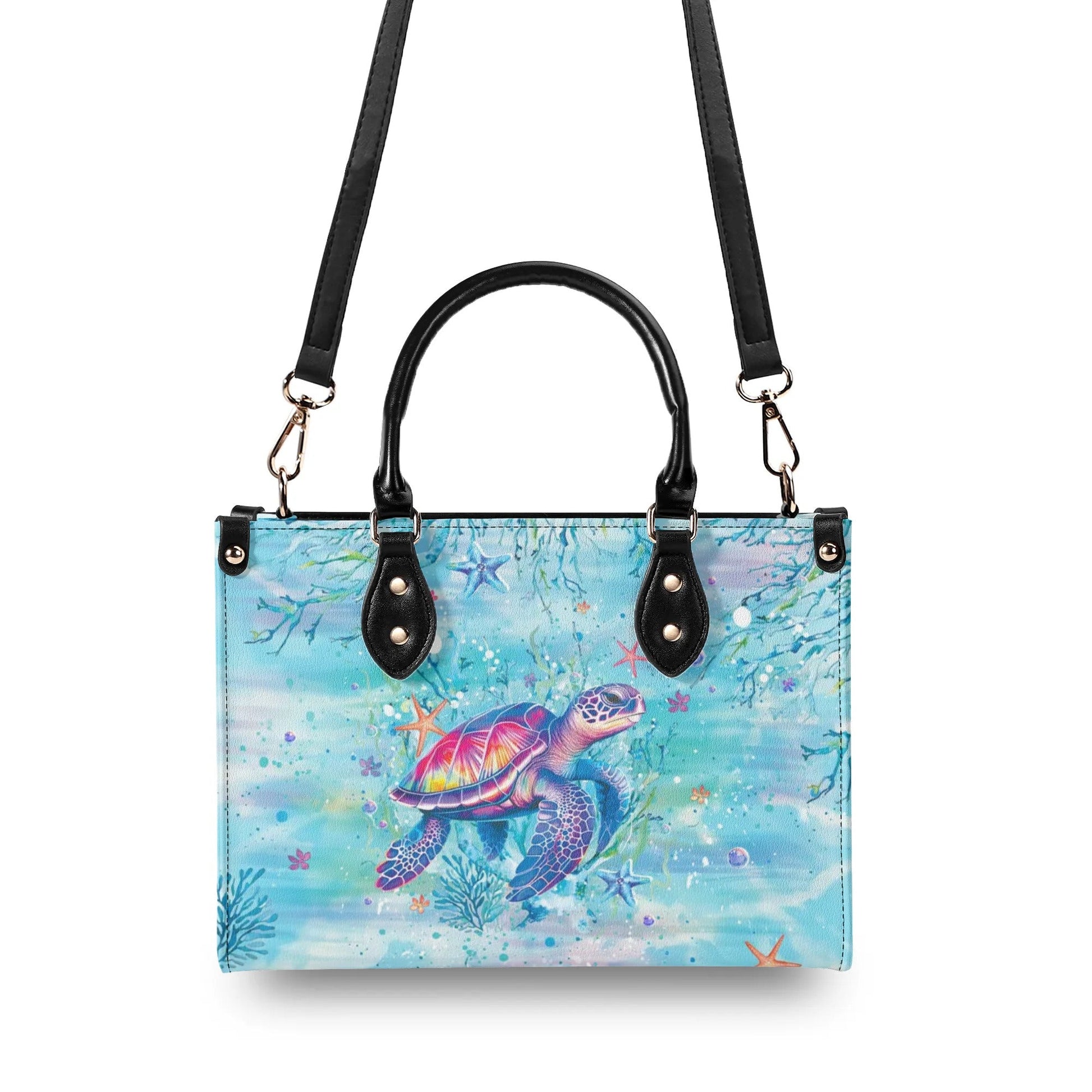 Bigcrowns SMELL THE SEA FEEL THE BREEZE TURTLE LEATHER HANDBAG T0508244