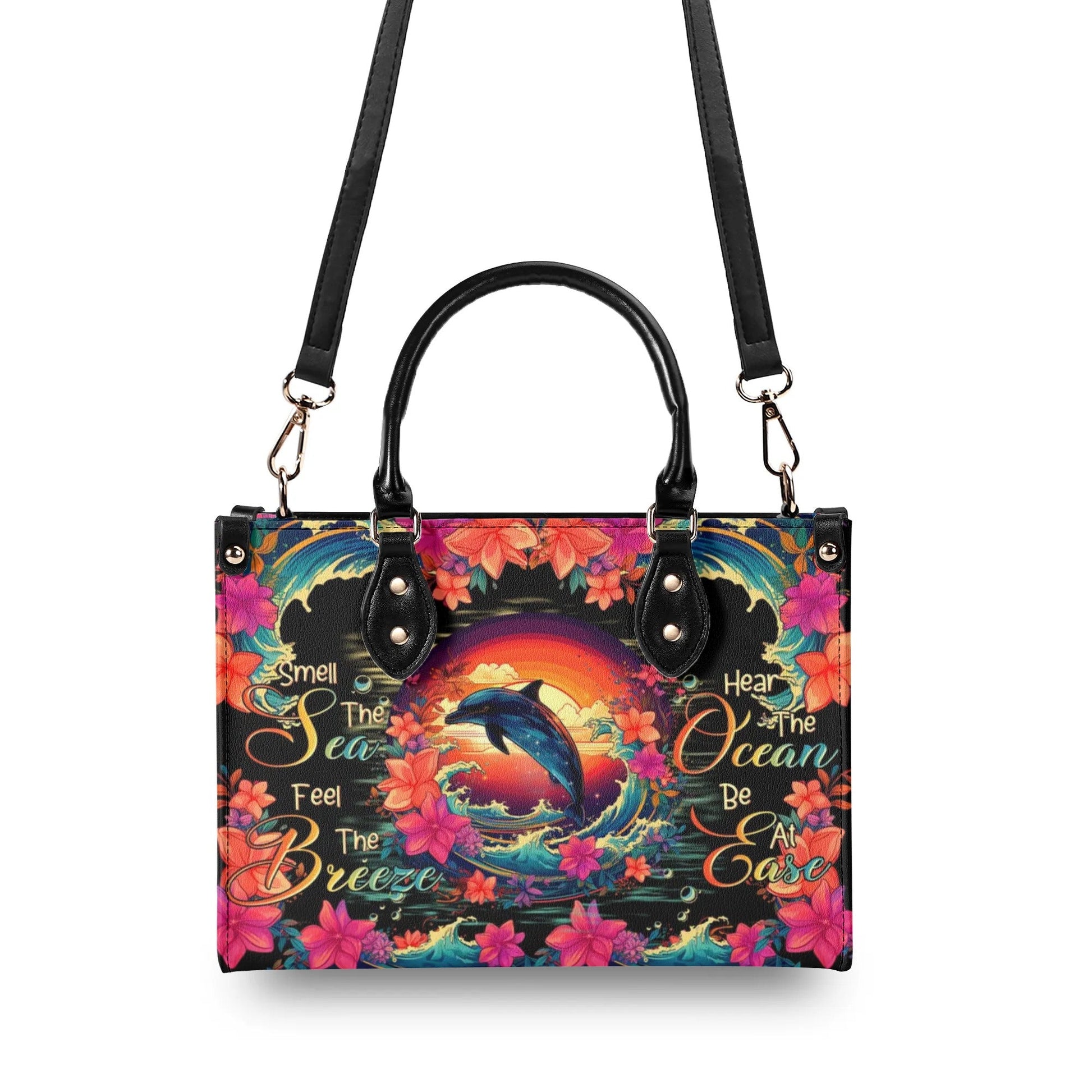 Bigcrowns SMELL THE SEA FEEL THE BREEZE DOLPHIN LEATHER HANDBAG R0107244