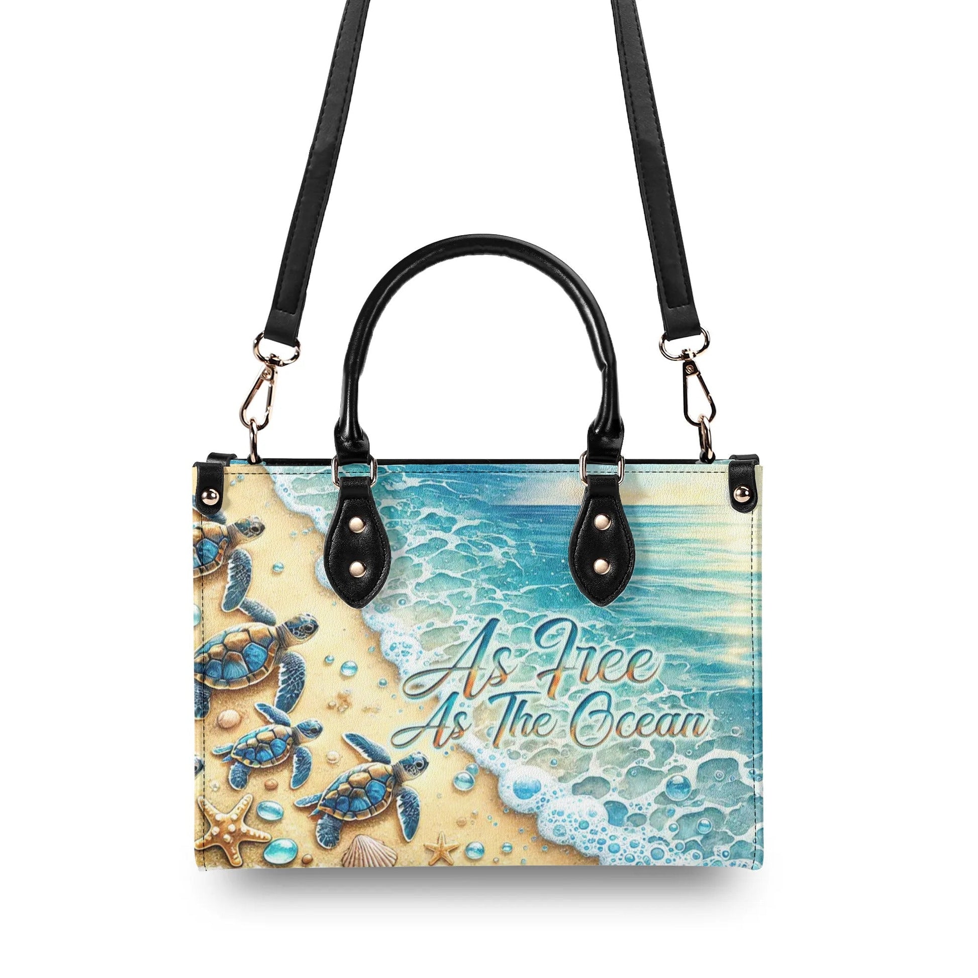Bigcrowns AS FREE AS THE OCEAN TURTLE LEATHER HANDBAG O1409244