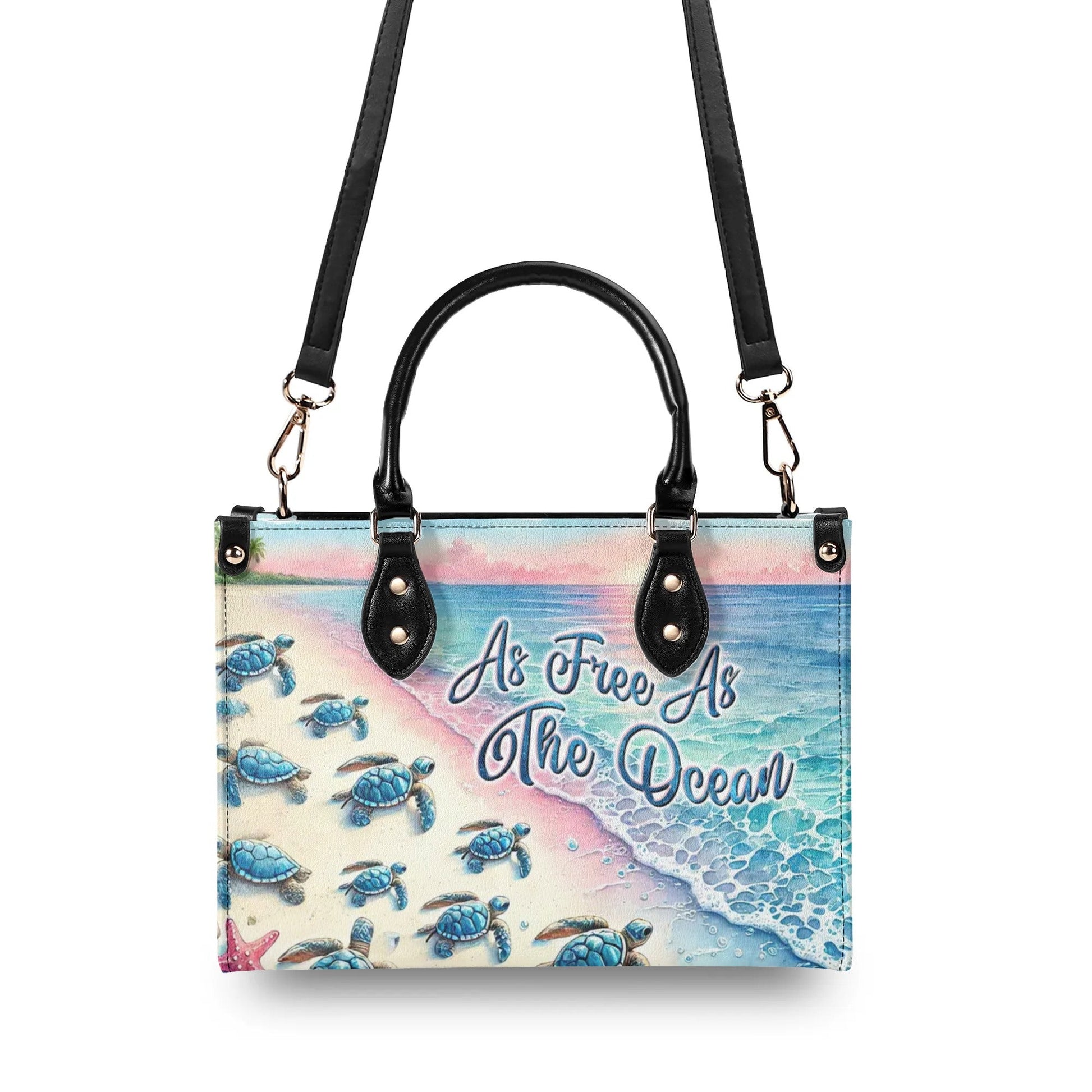 Bigcrowns AS FREE AS THE OCEAN TURTLE LEATHER HANDBAG W2908243