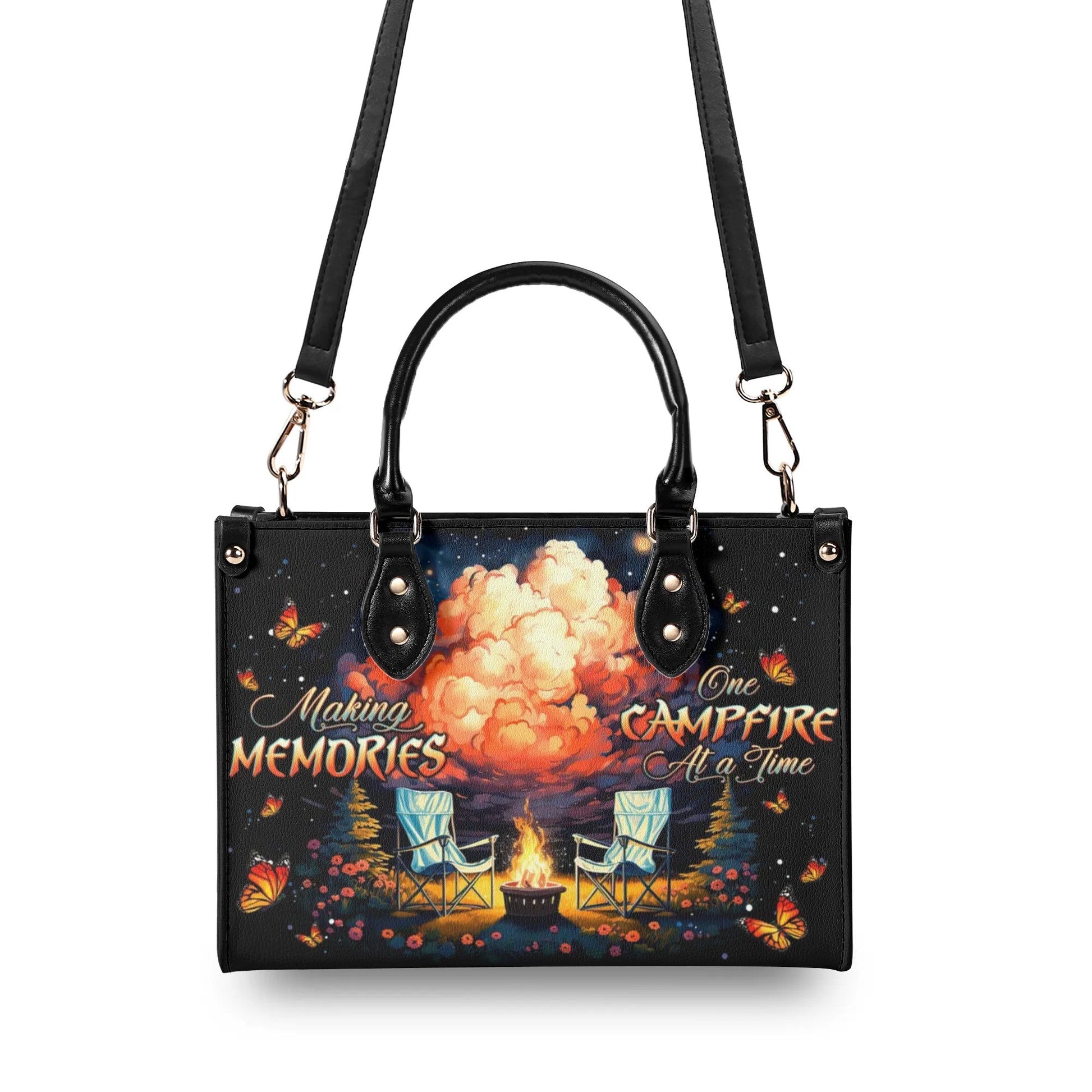 Bigcrowns MAKING MEMORIES ONE CAMPFIRE AT A TIME LEATHER HANDBAG W0706243