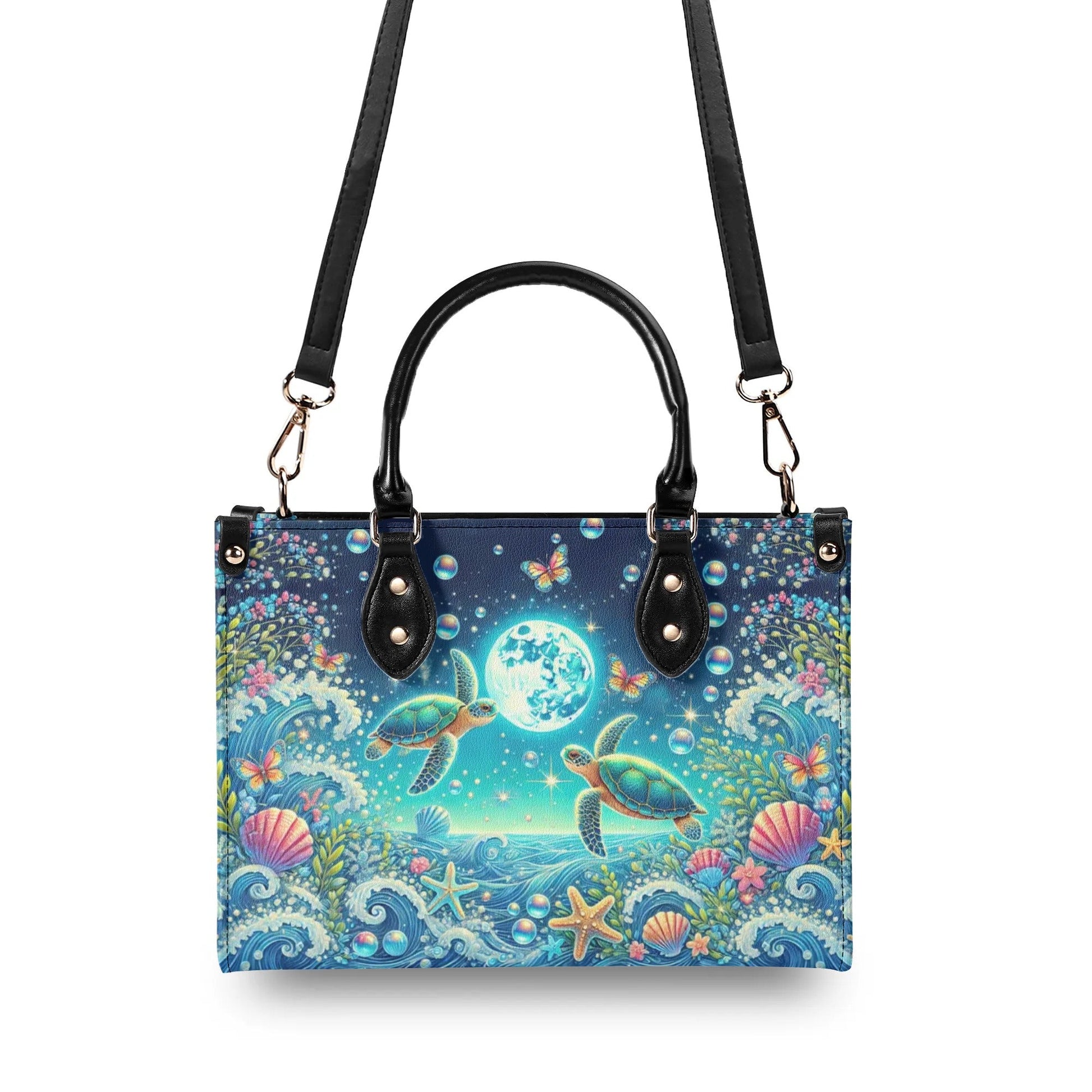 Bigcrowns SEA TURTLE MOON LEATHER HANDBAG T2606245