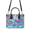 Sea Turtle Under Moon Leather Handbag