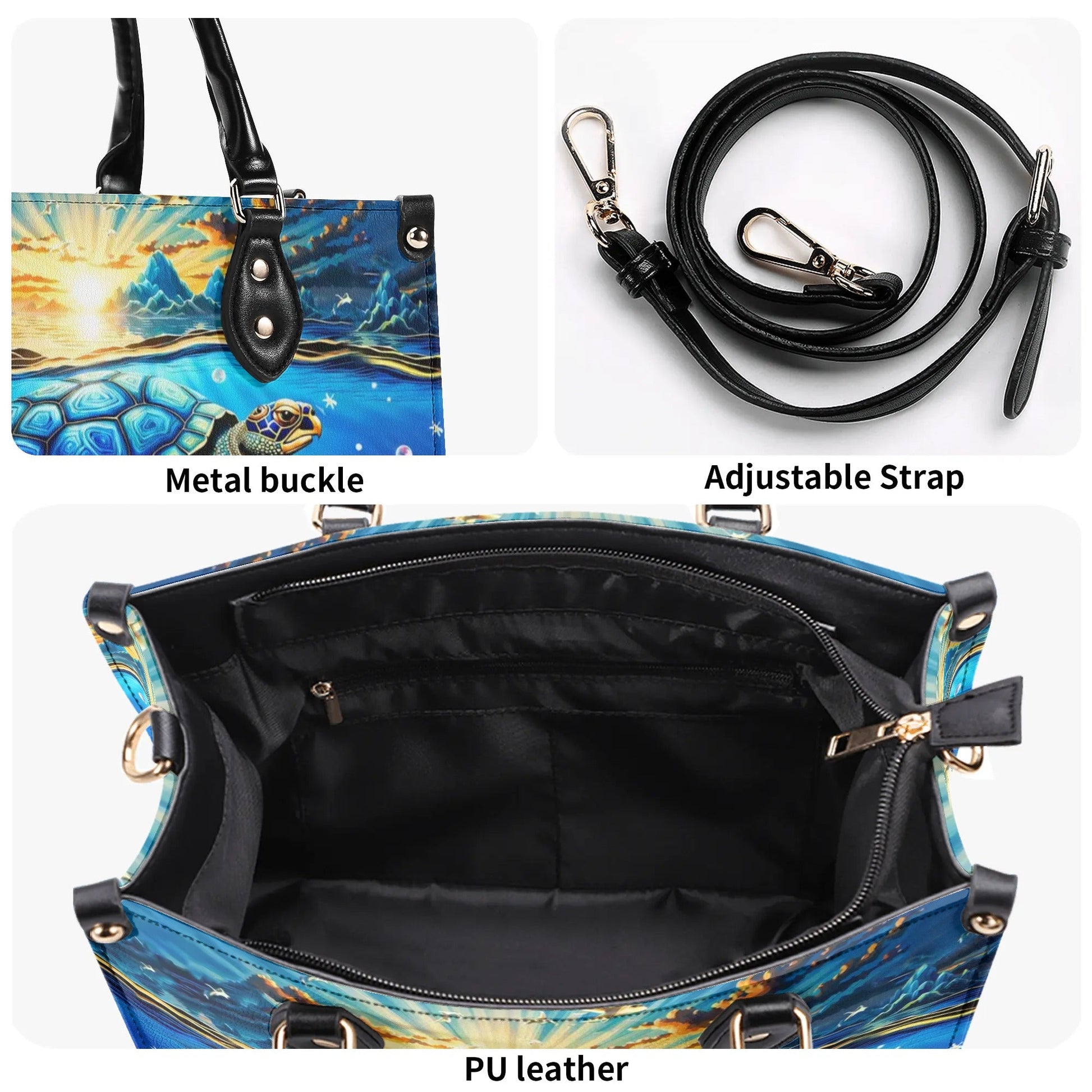 Bigcrowns SALTWATER HEALS EVERYTHING TURTLE LEATHER HANDBAG TLPQ0810244