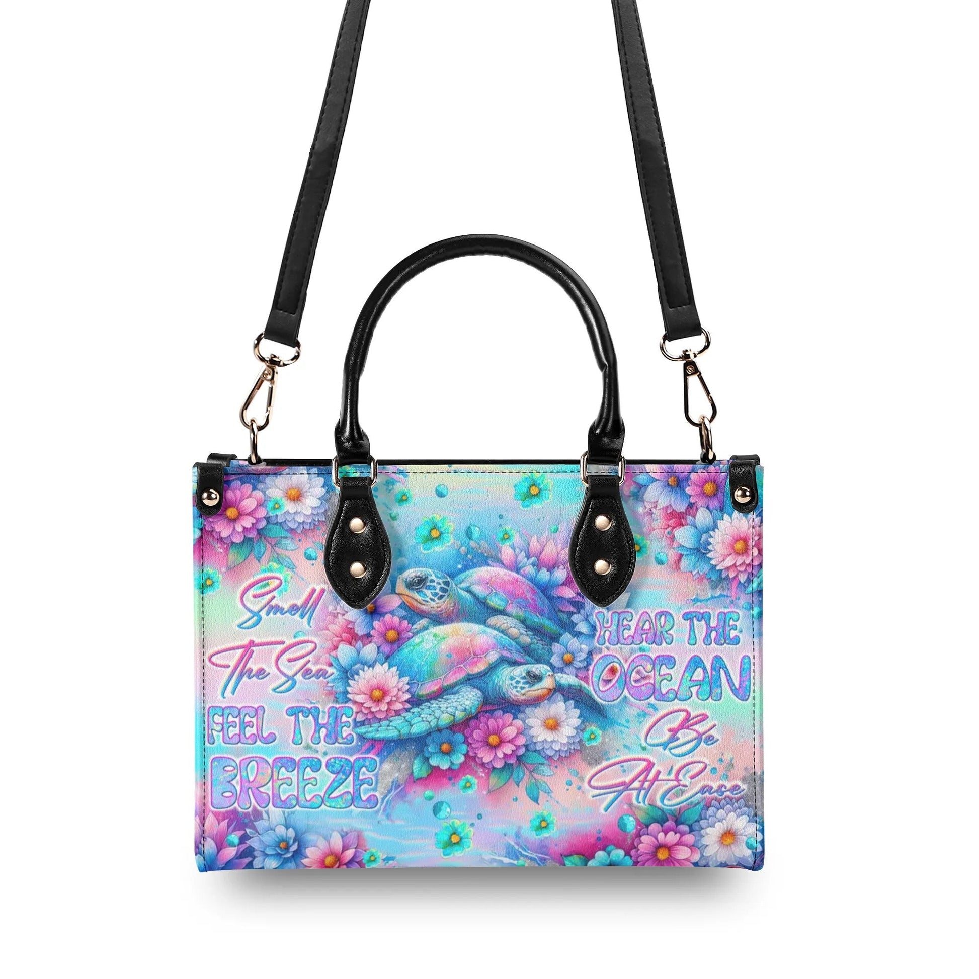 Bigcrowns SMELL THE SEA FEEL THE BREEZE TURTLE LEATHER HANDBAG W2507242