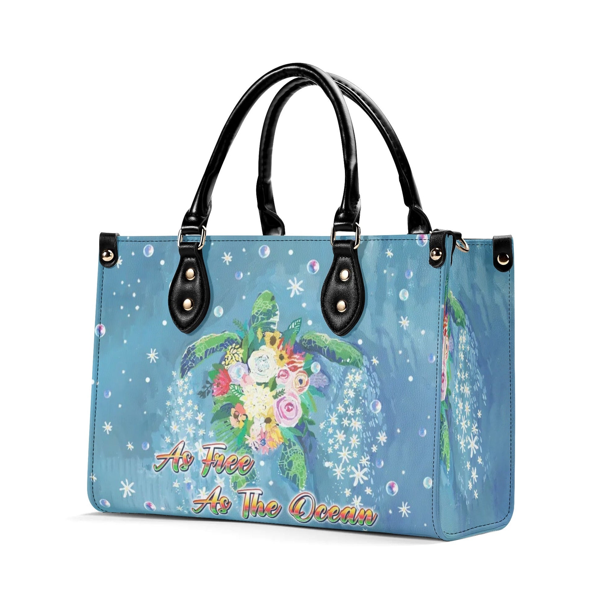 Bigcrowns AS FREE AS THE OCEAN TURTLE LEATHER HANDBAG TLPQ1009241