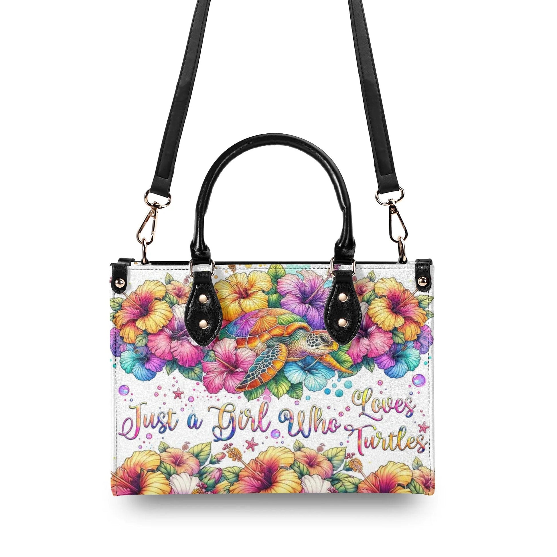 Bigcrowns JUST A GIRL WHO LOVES TURTLES LEATHER HANDBAG Z1207244