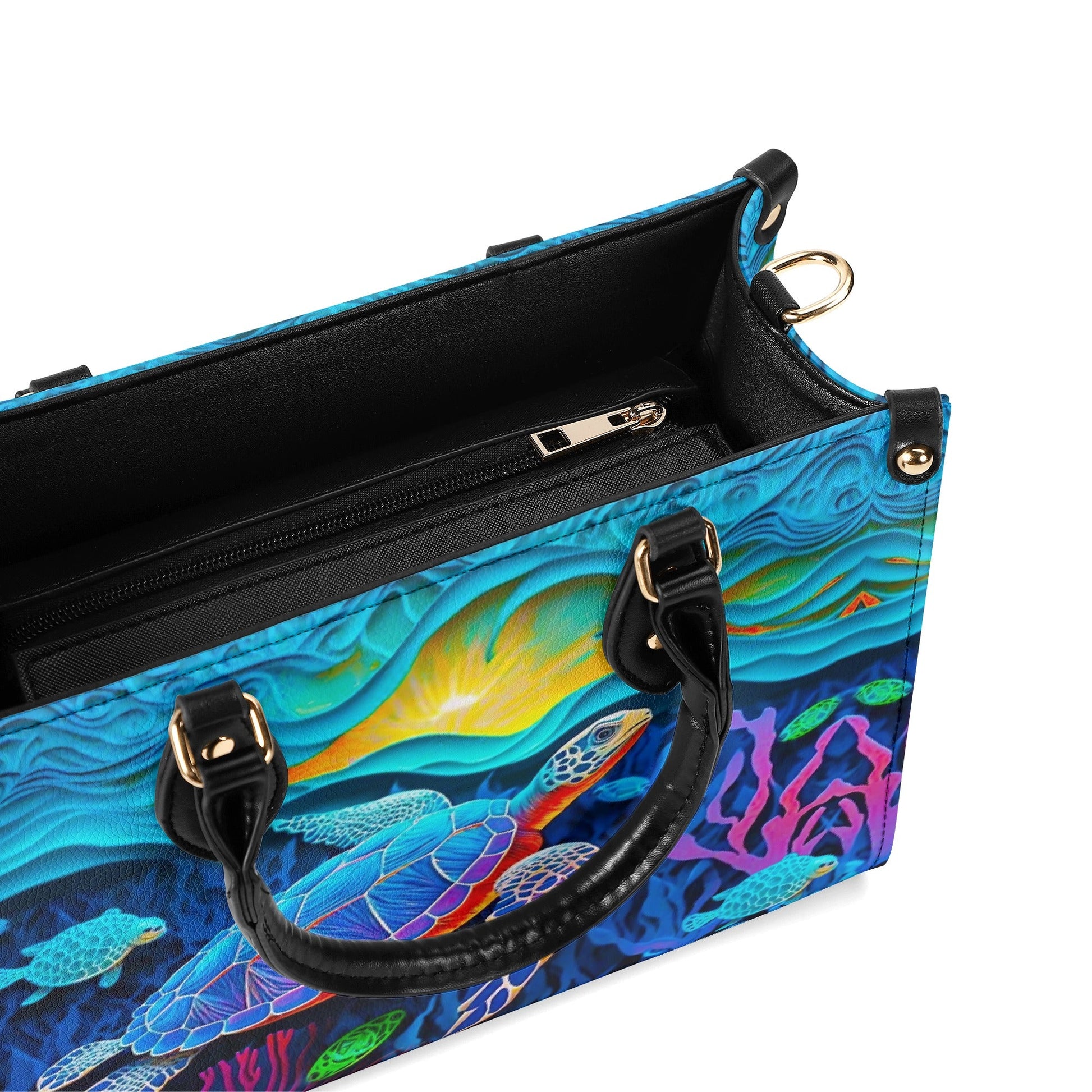 Bigcrowns BLUE TURTLE BEACH LEATHER HANDBAG T0303253