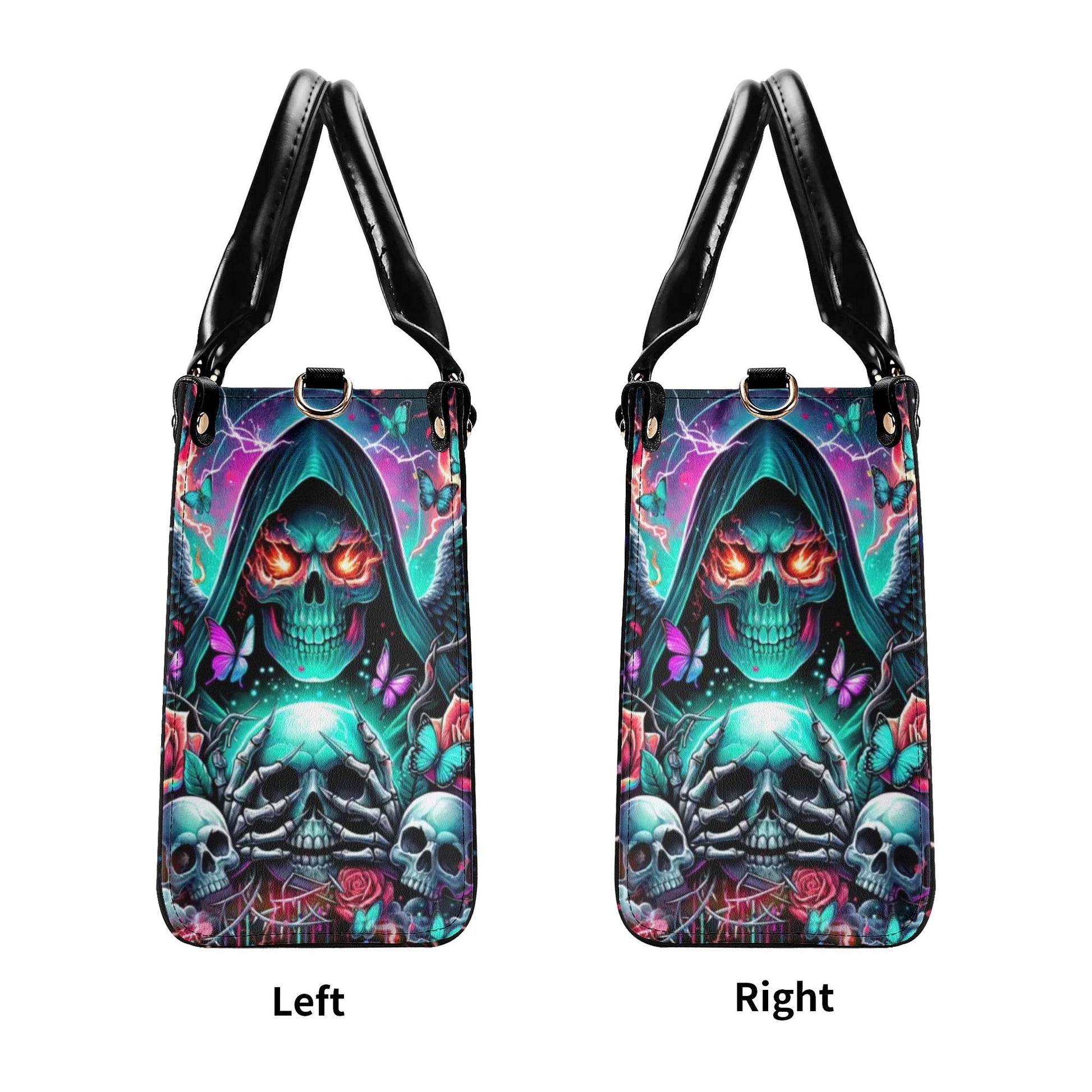 REAPER SKULL WINGS LEATHER HANDBAG - TLNZ1806245