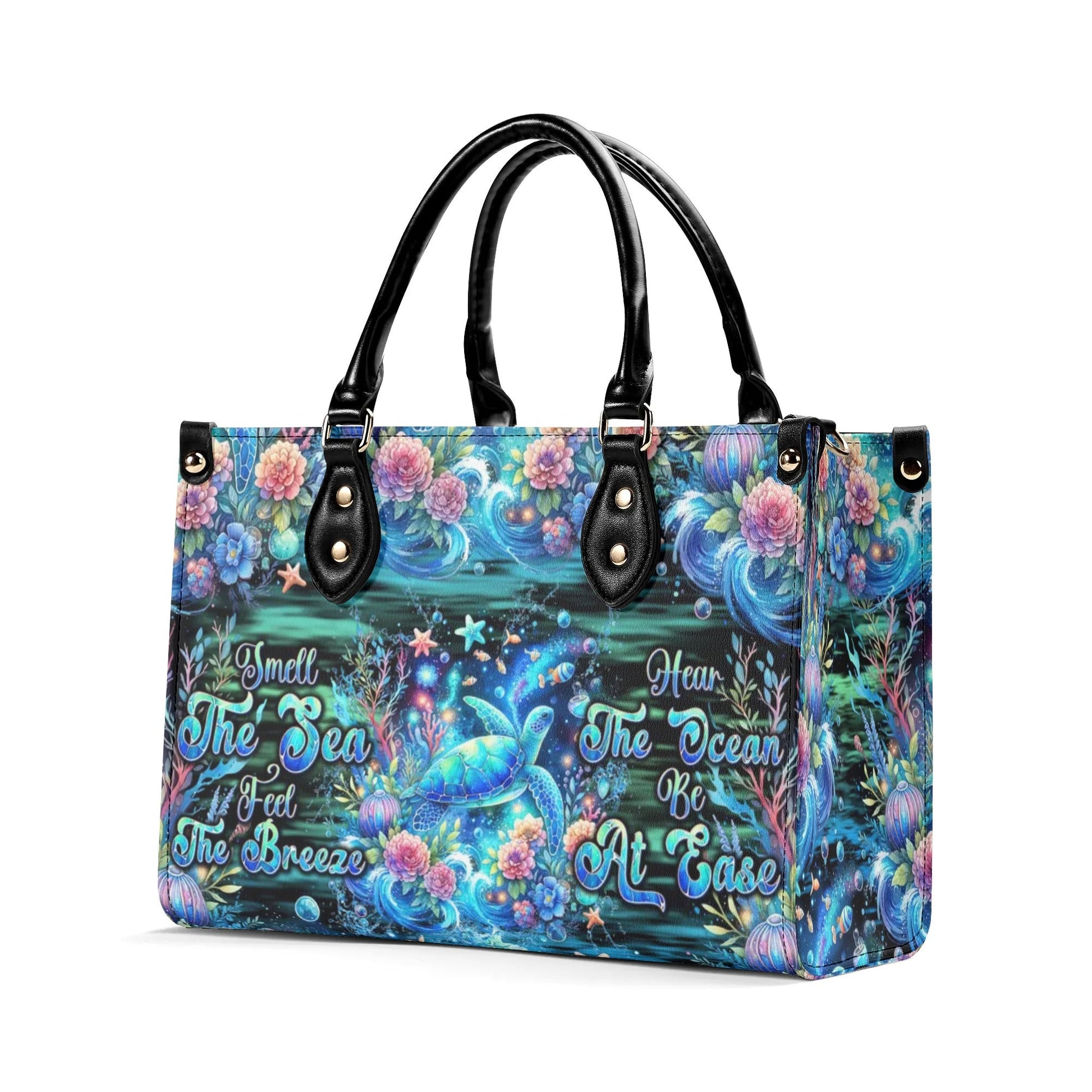 Bigcrowns SMELL THE SEA FEEL THE BREEZE TURTLE LEATHER HANDBAG T0409244