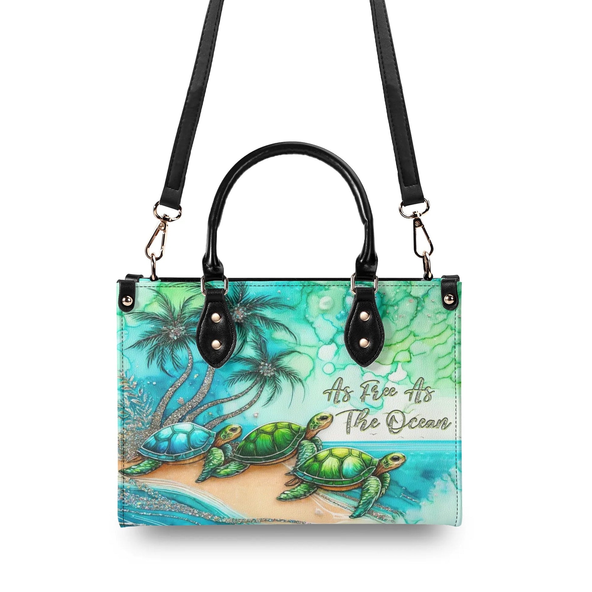Bigcrowns AS FREE AS THE OCEAN TURTLE LEATHER HANDBAG R1507244