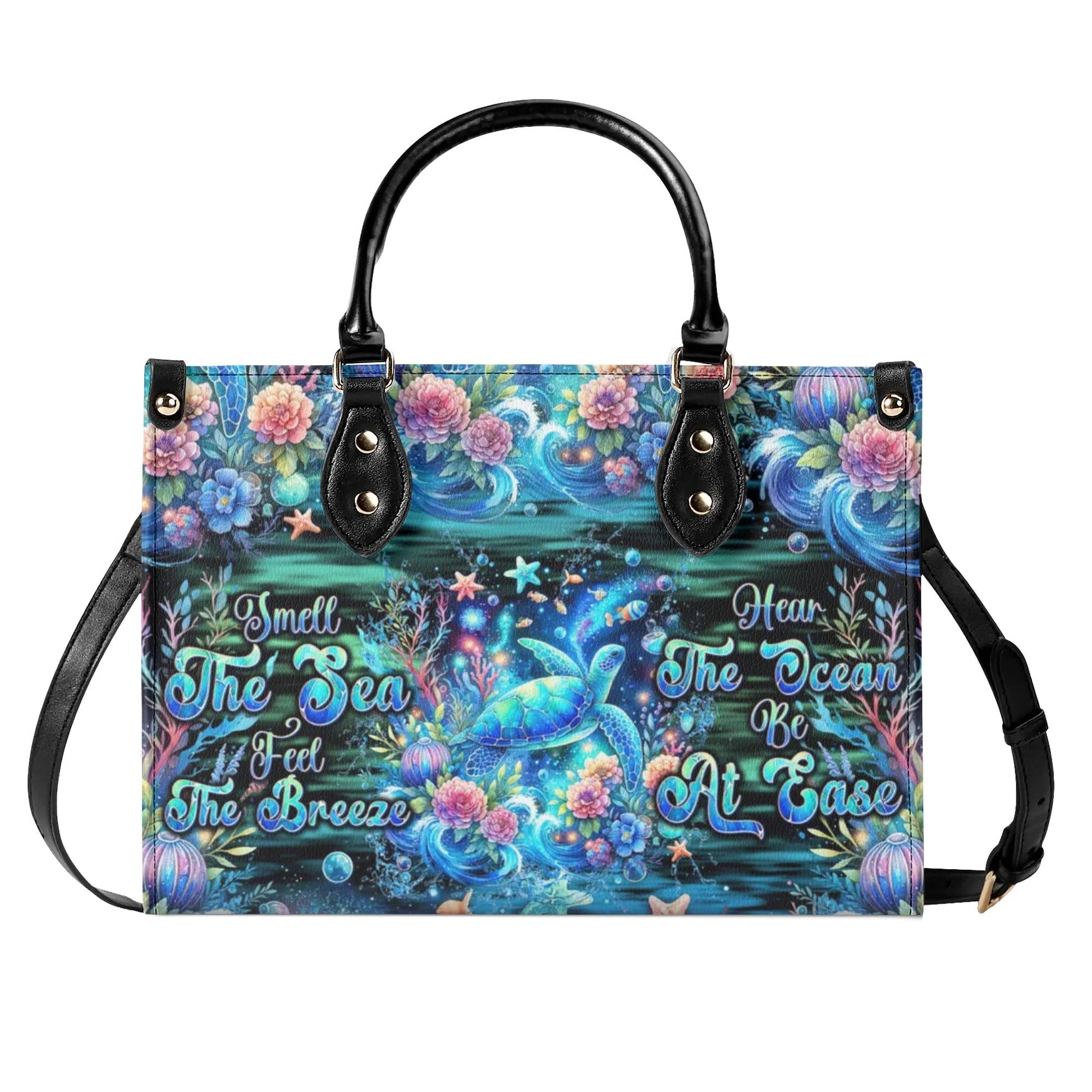 Bigcrowns SMELL THE SEA FEEL THE BREEZE TURTLE LEATHER HANDBAG T0409244