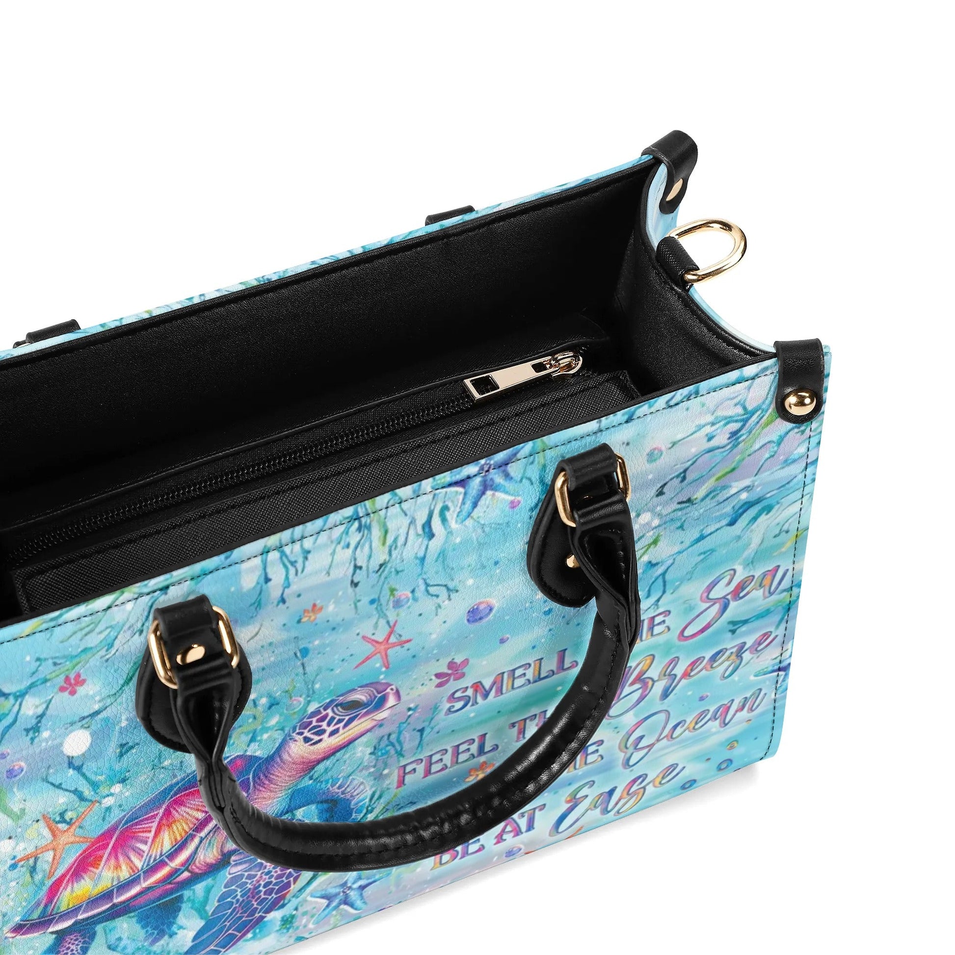 Bigcrowns SMELL THE SEA FEEL THE BREEZE TURTLE LEATHER HANDBAG T0508244