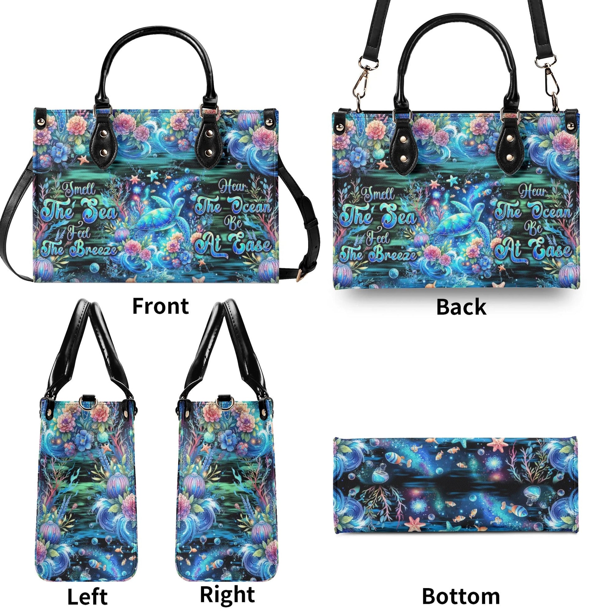 Bigcrowns SMELL THE SEA FEEL THE BREEZE TURTLE LEATHER HANDBAG T0409244