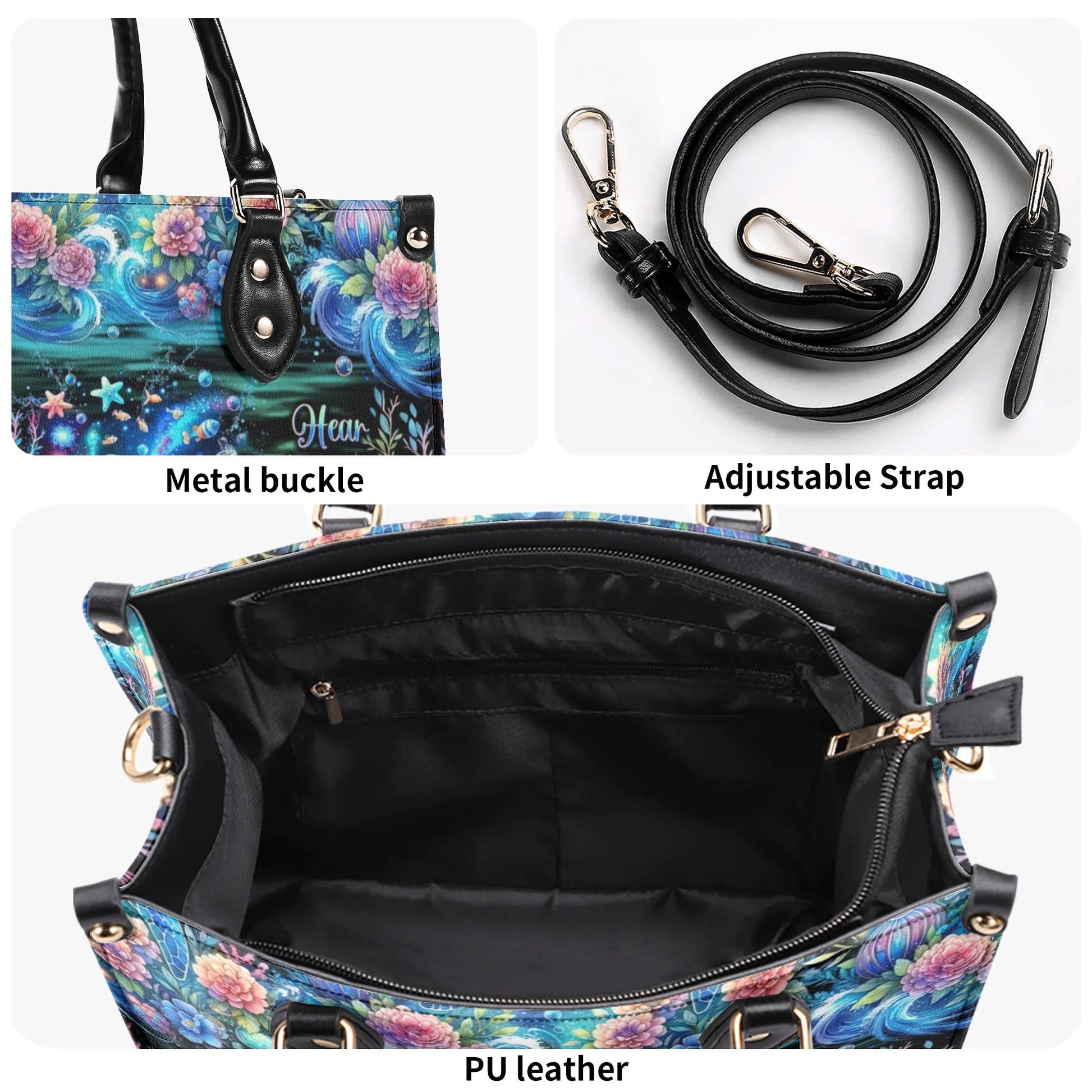 Bigcrowns SMELL THE SEA FEEL THE BREEZE TURTLE LEATHER HANDBAG T0409244