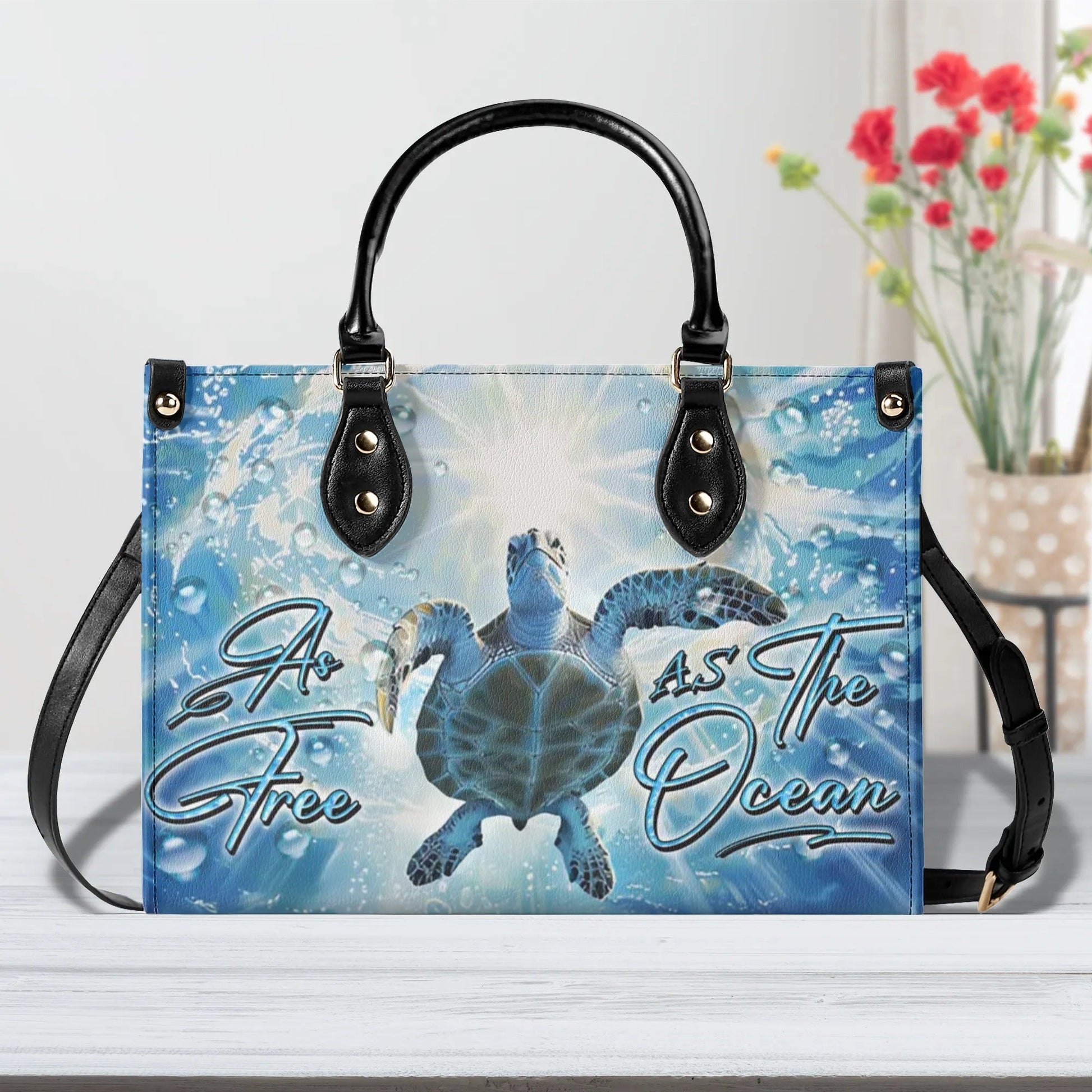 Bigcrowns OCEAN TURTLE LEATHER HANDBAG YHDU1907242