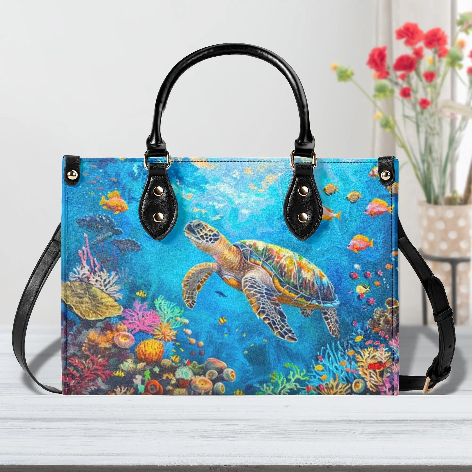 Bigcrowns OCEAN TURTLE LEATHER HANDBAG N2307244