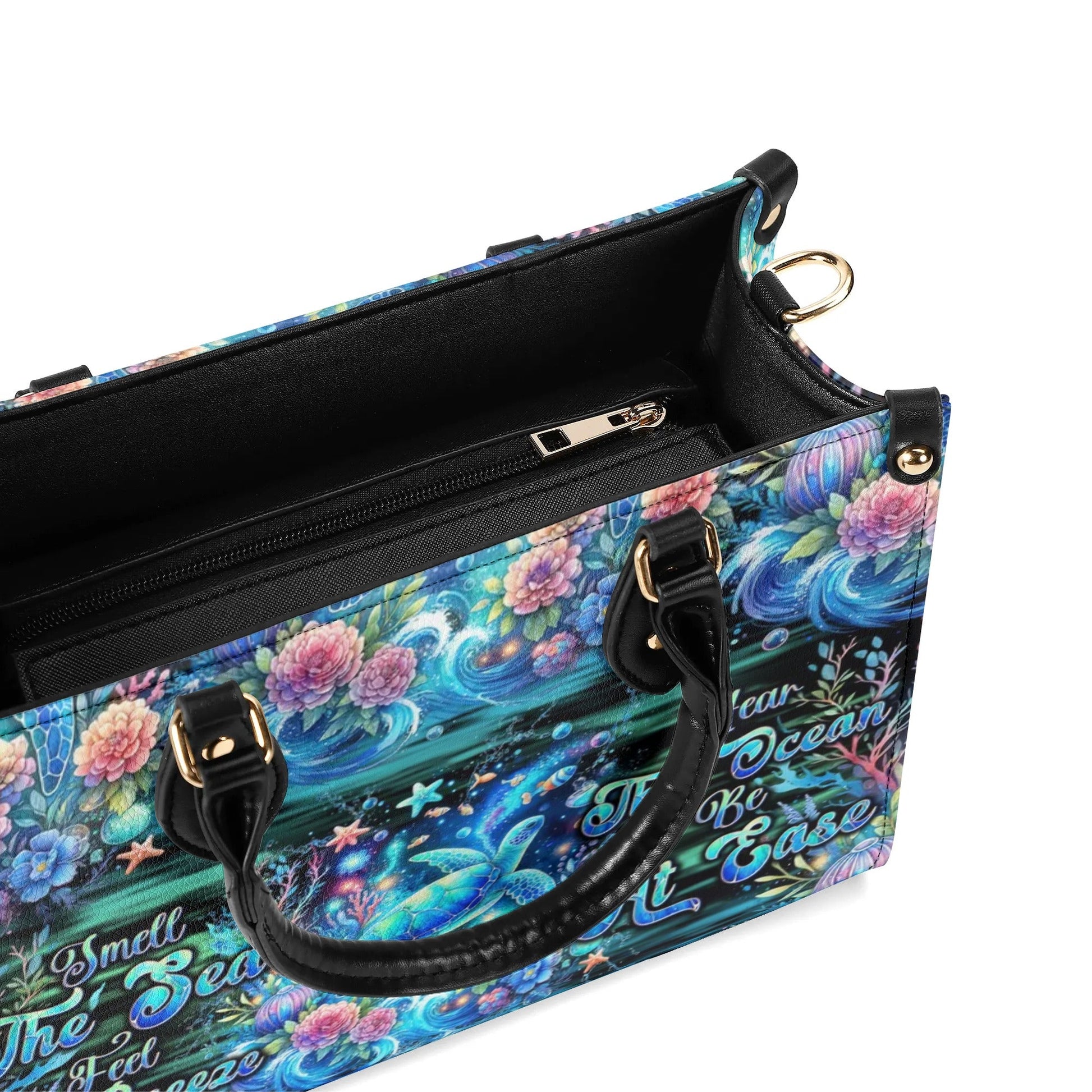 Bigcrowns SMELL THE SEA FEEL THE BREEZE TURTLE LEATHER HANDBAG T0409244