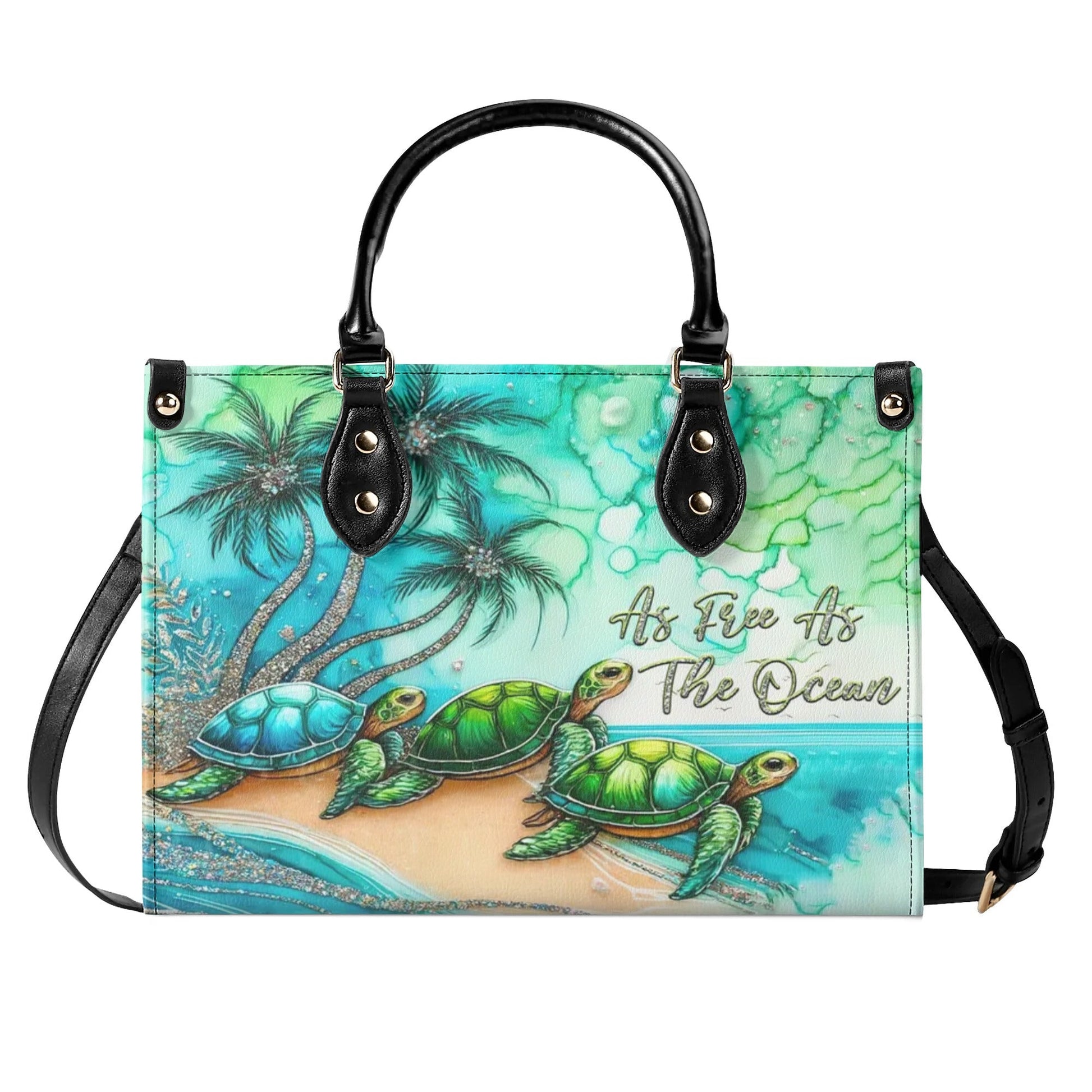 Bigcrowns AS FREE AS THE OCEAN TURTLE LEATHER HANDBAG R1507244