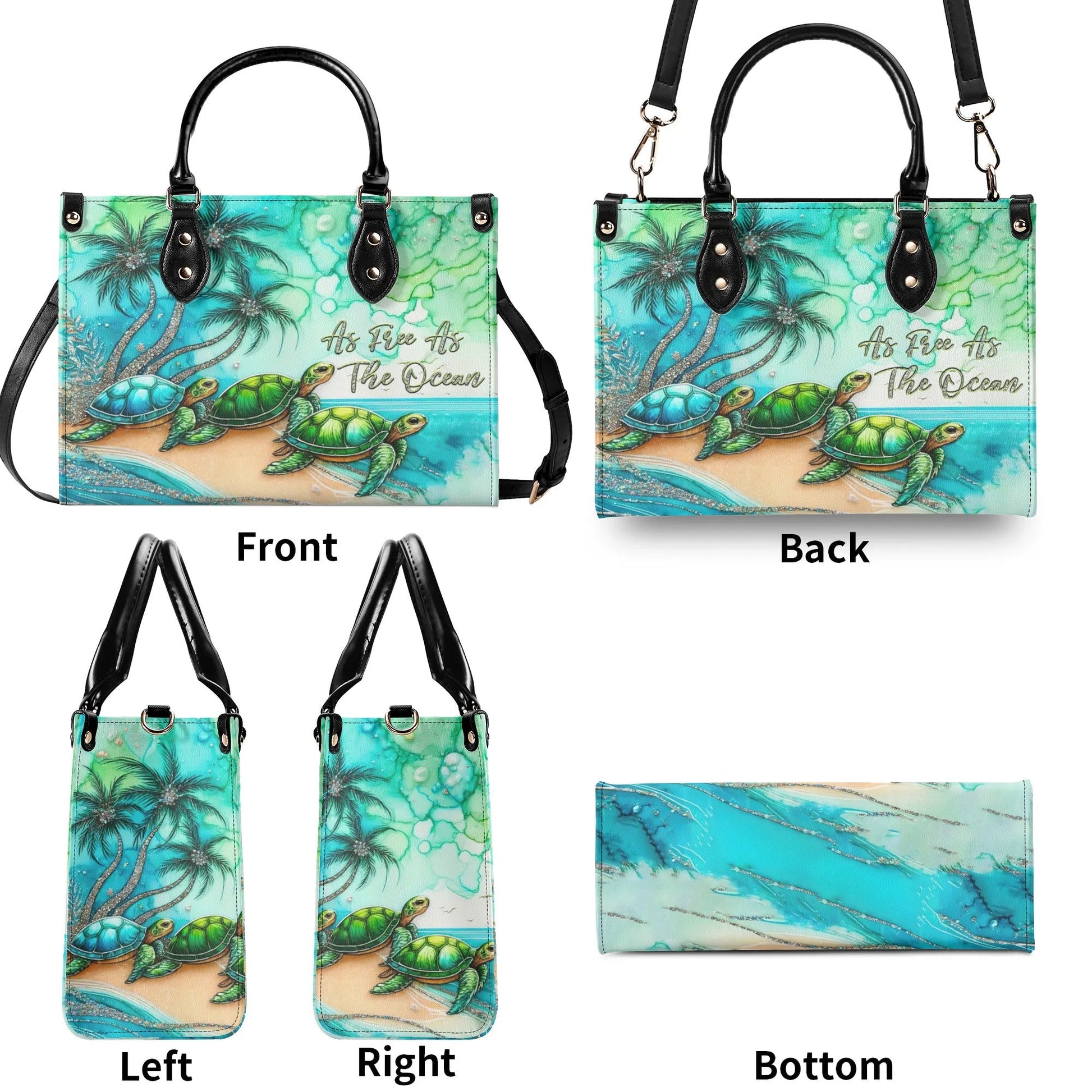Bigcrowns AS FREE AS THE OCEAN TURTLE LEATHER HANDBAG R1507244