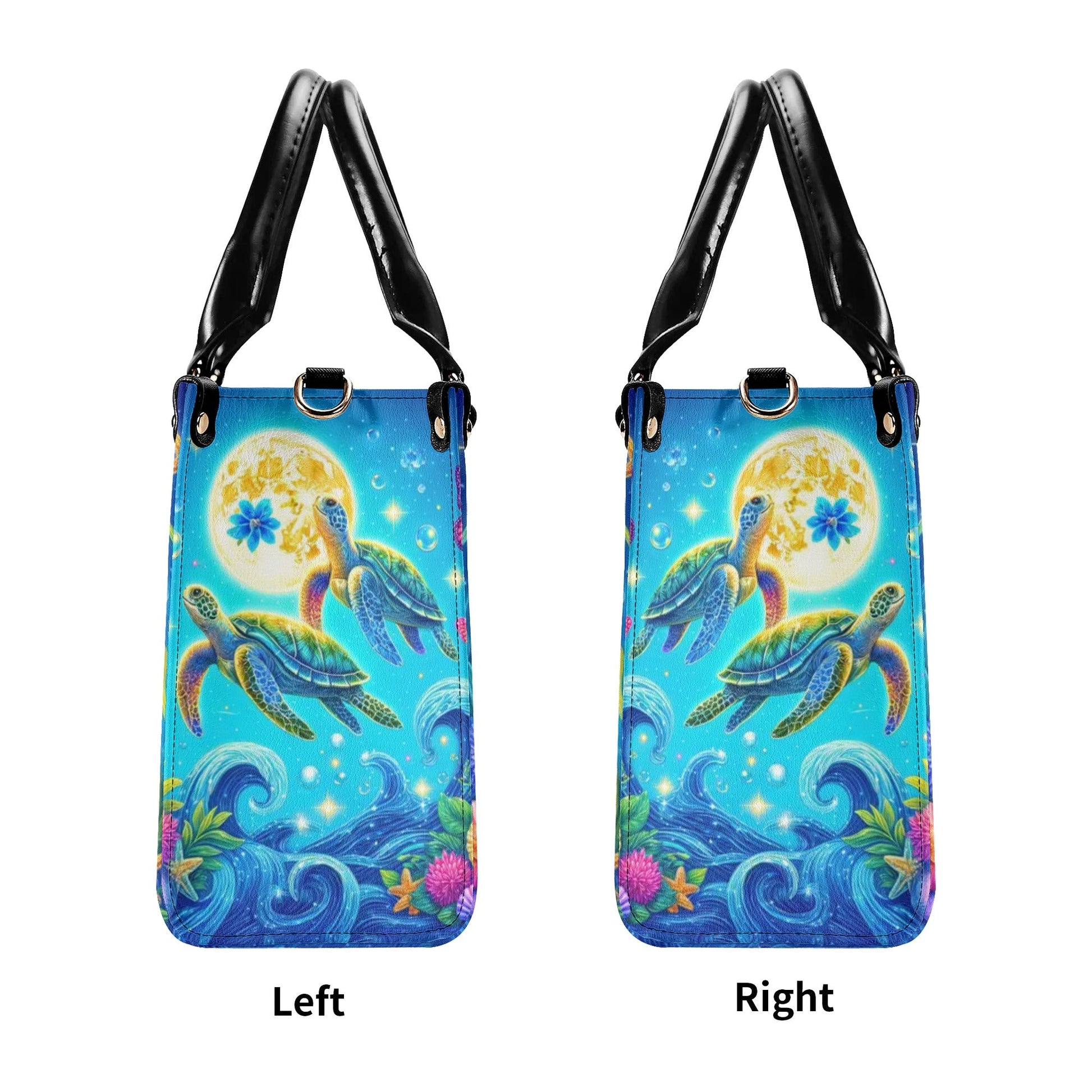 Bigcrowns SEA TURTLE FLORAL LEATHER HANDBAG R2406244