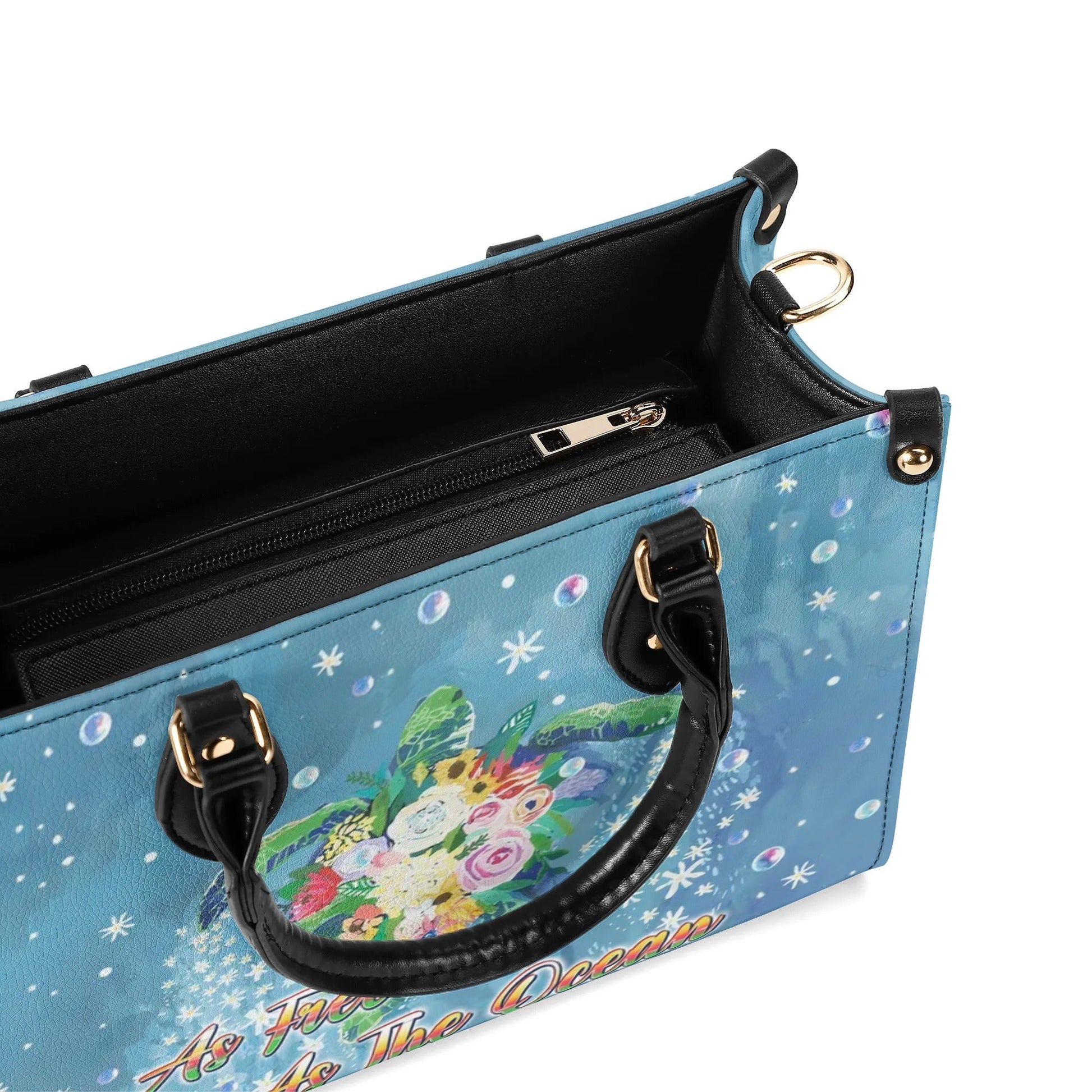 Bigcrowns AS FREE AS THE OCEAN TURTLE LEATHER HANDBAG TLPQ1009241