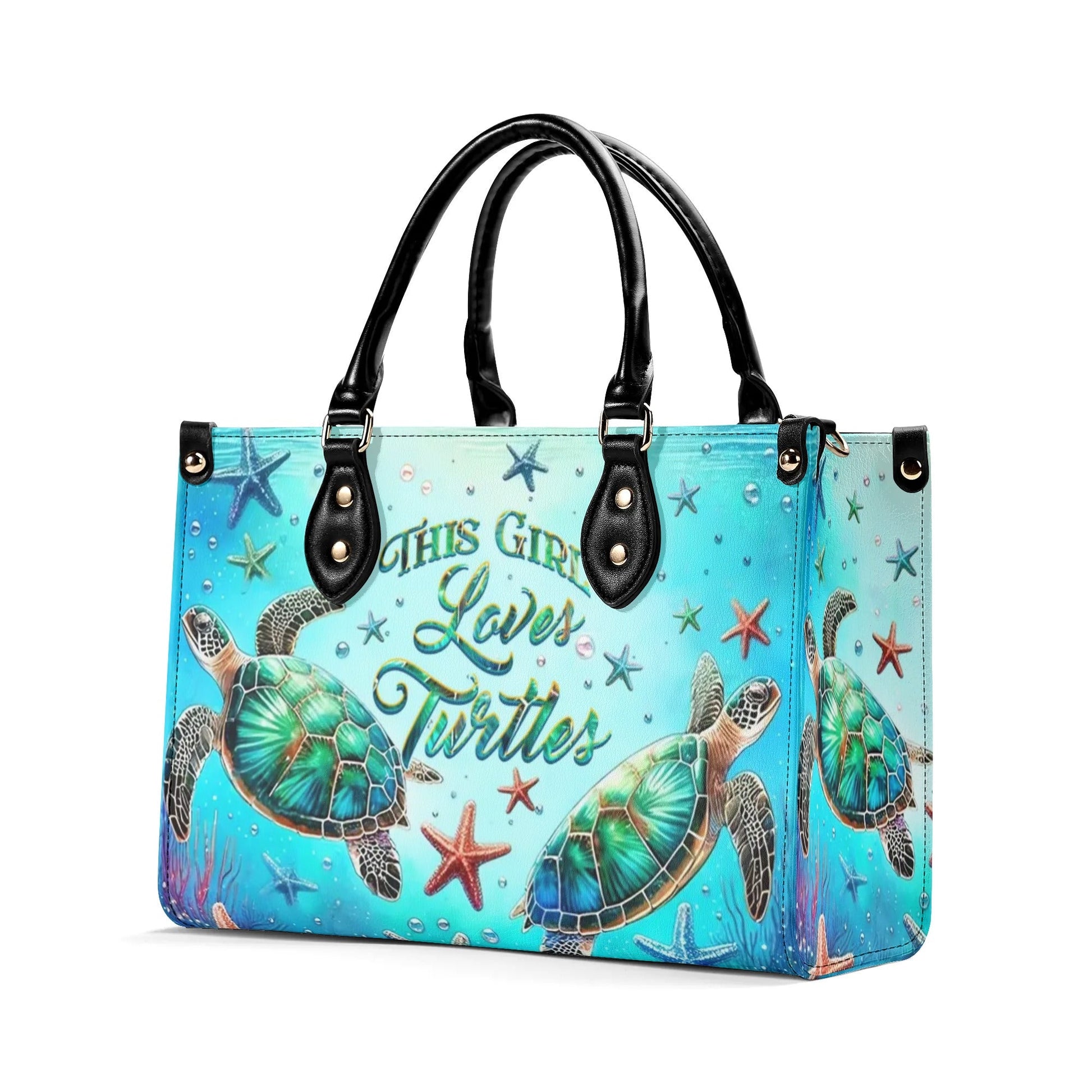 Bigcrowns THIS GIRL LOVES TURTLES LEATHER HANDBAG G0506244
