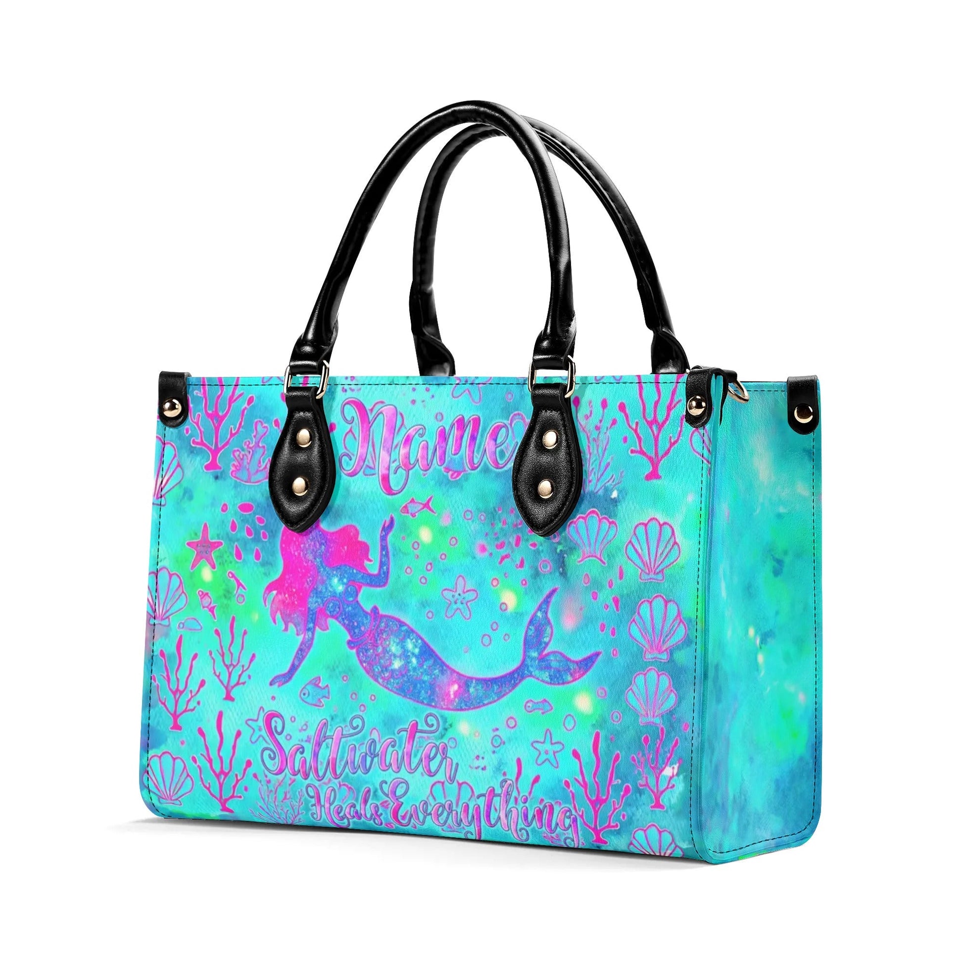 Bigcrowns SALTWATER HEALS EVERYTHING MERMAID LEATHER HANDBAG TYTM2307242