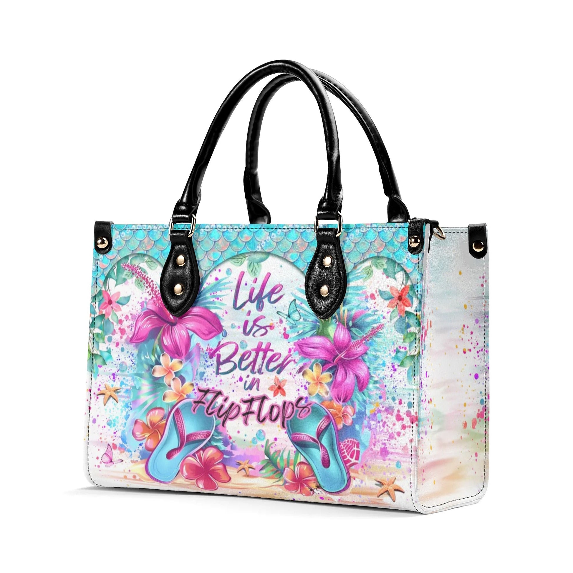 Bigcrowns LIFE IS BETTER IN FLIP FLOPS LEATHER HANDBAG T2606244