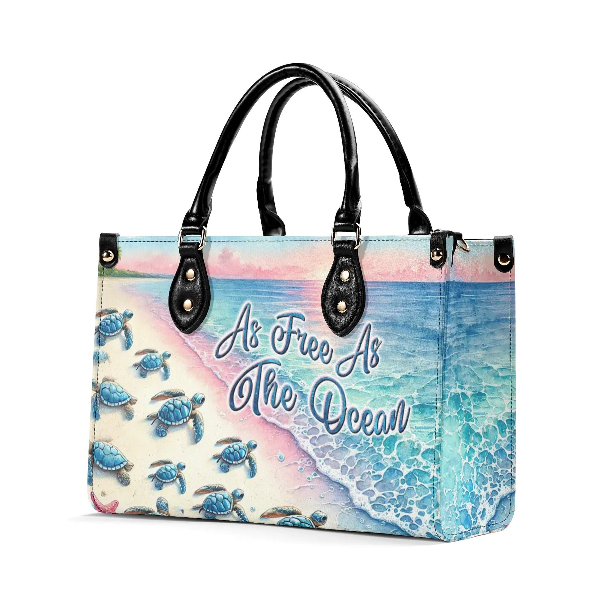 Bigcrowns AS FREE AS THE OCEAN TURTLE LEATHER HANDBAG W2908243