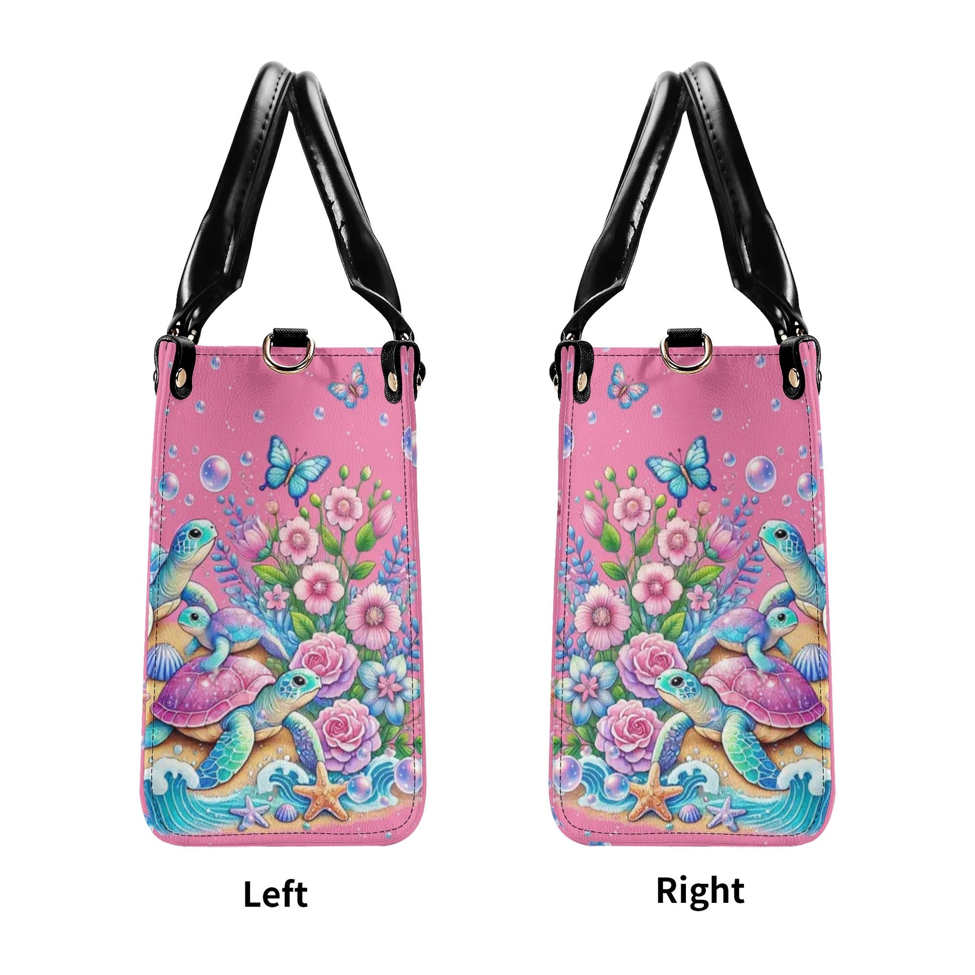 Bigcrowns AS FREE AS THE OCEAN TURTLE LEATHER HANDBAG TLPQ0907244