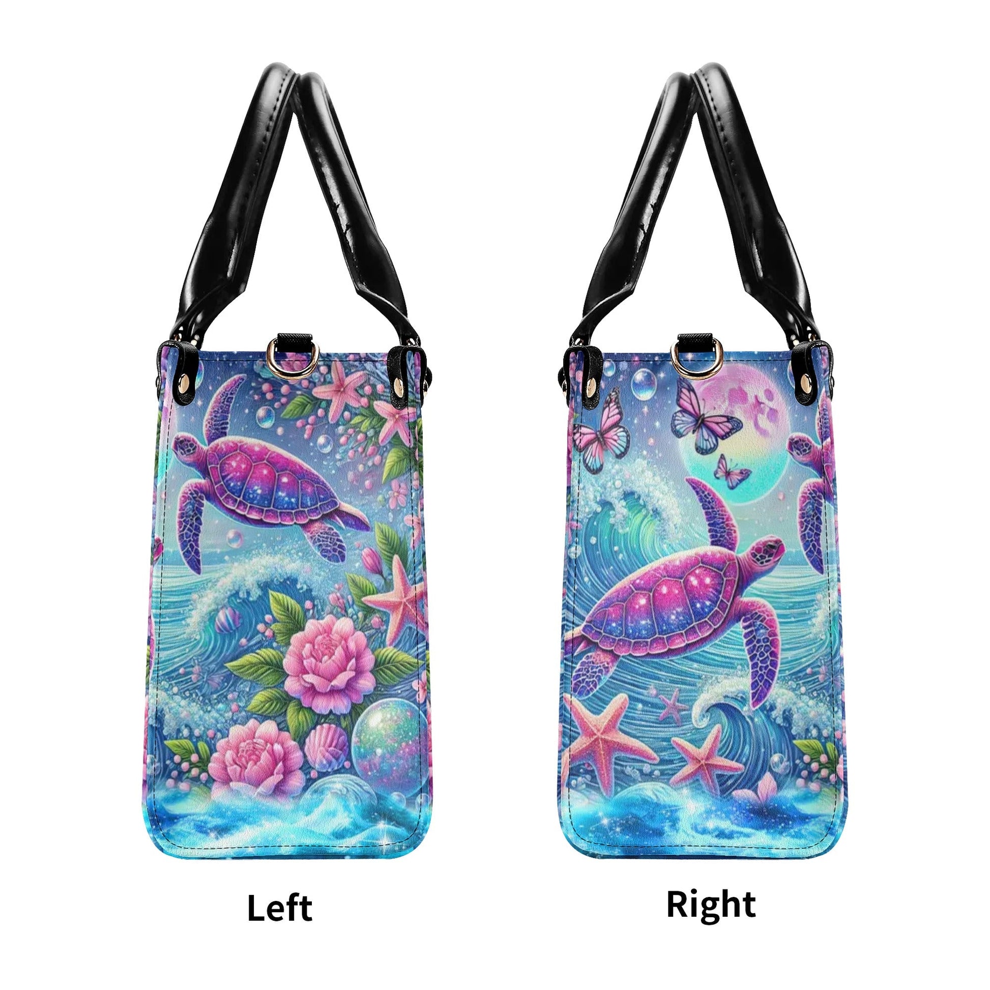 Bigcrowns SEA TURTLE UNDER MOON LEATHER HANDBAG W1807243