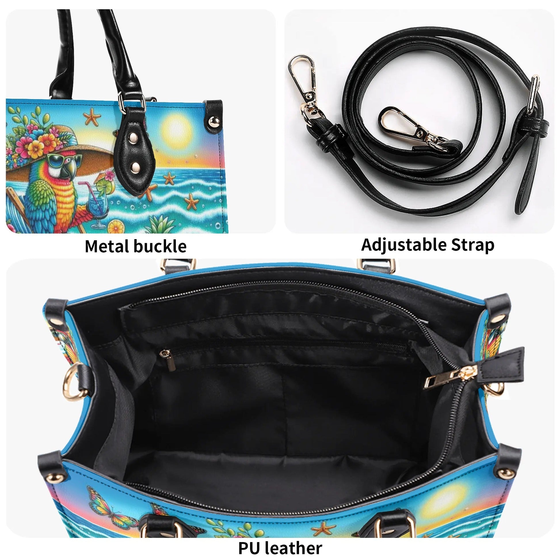 Bigcrowns IT'S 5 O'CLOCK SOMEWHERE PARROT LEATHER HANDBAG O0506243