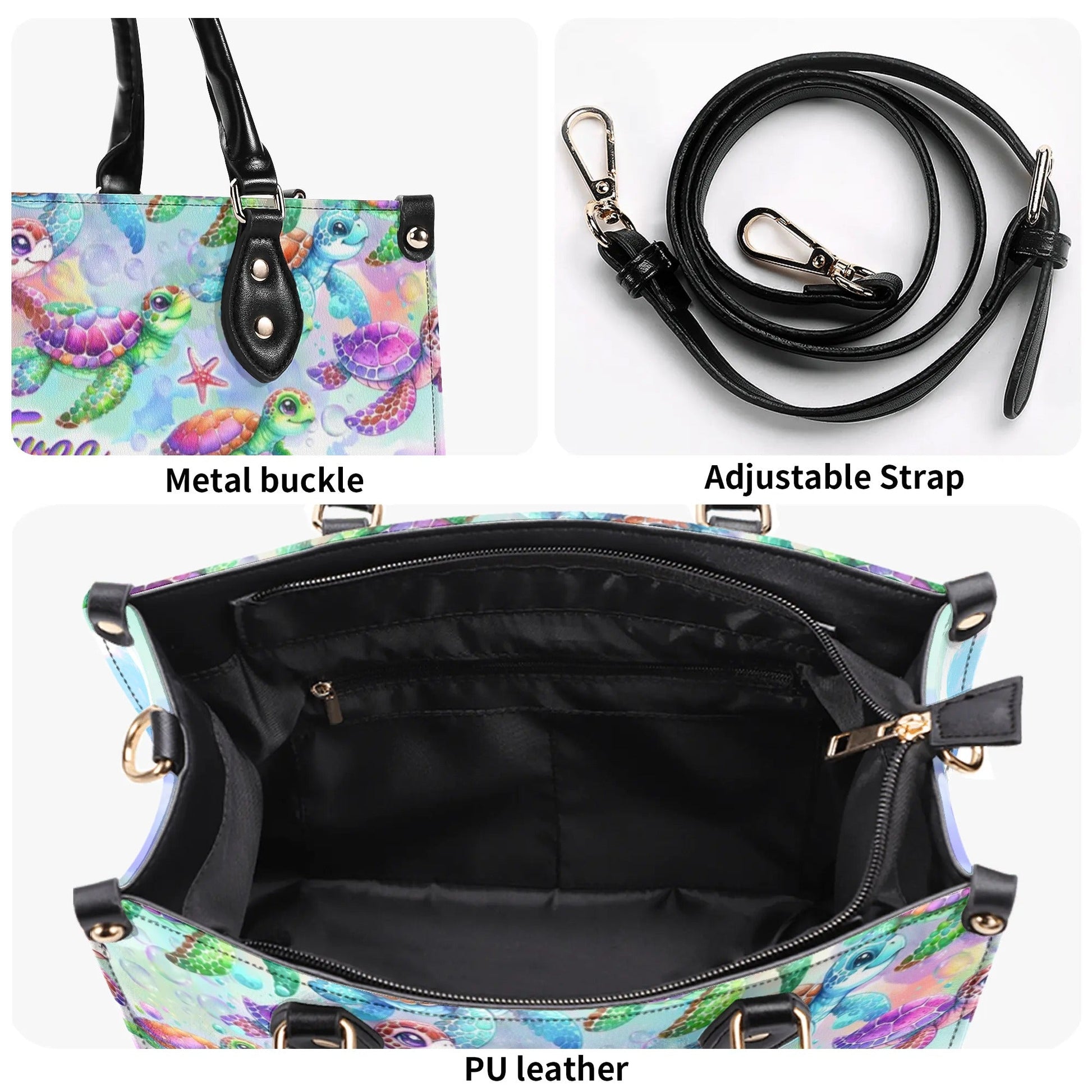 Bigcrowns AS FREE AS THE OCEAN TURTLE LEATHER HANDBAG T1306244