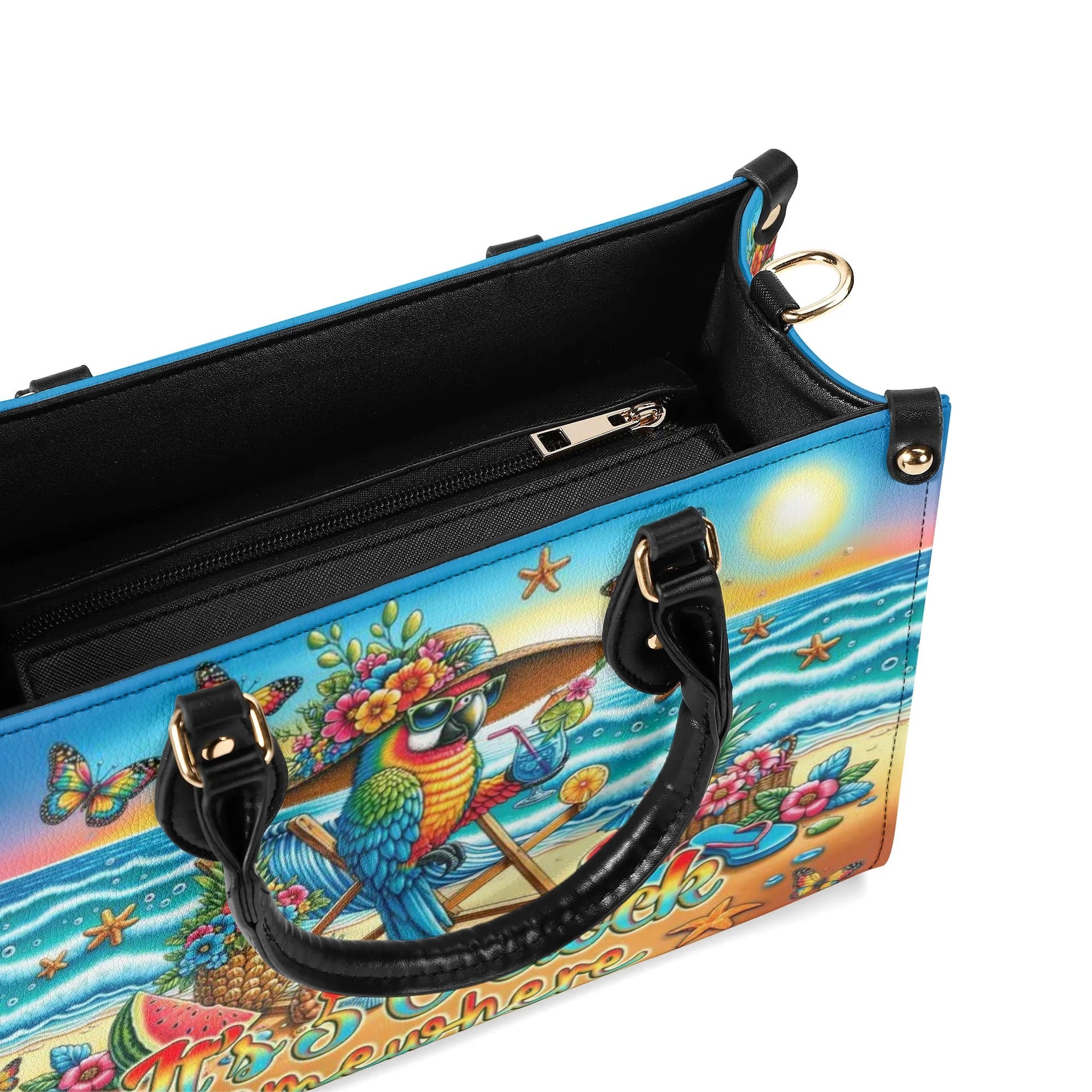 Bigcrowns IT'S 5 O'CLOCK SOMEWHERE PARROT LEATHER HANDBAG O0506243