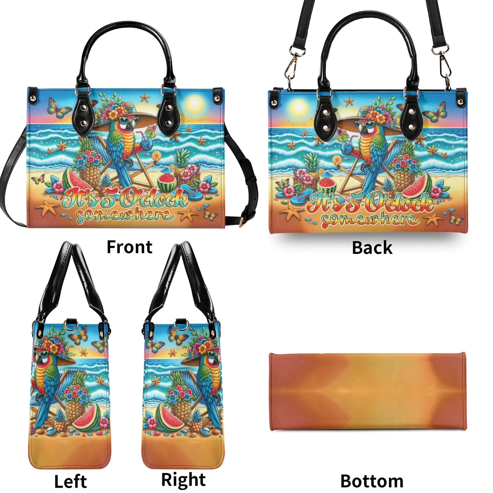 Bigcrowns IT'S 5 O'CLOCK SOMEWHERE PARROT LEATHER HANDBAG O0506243