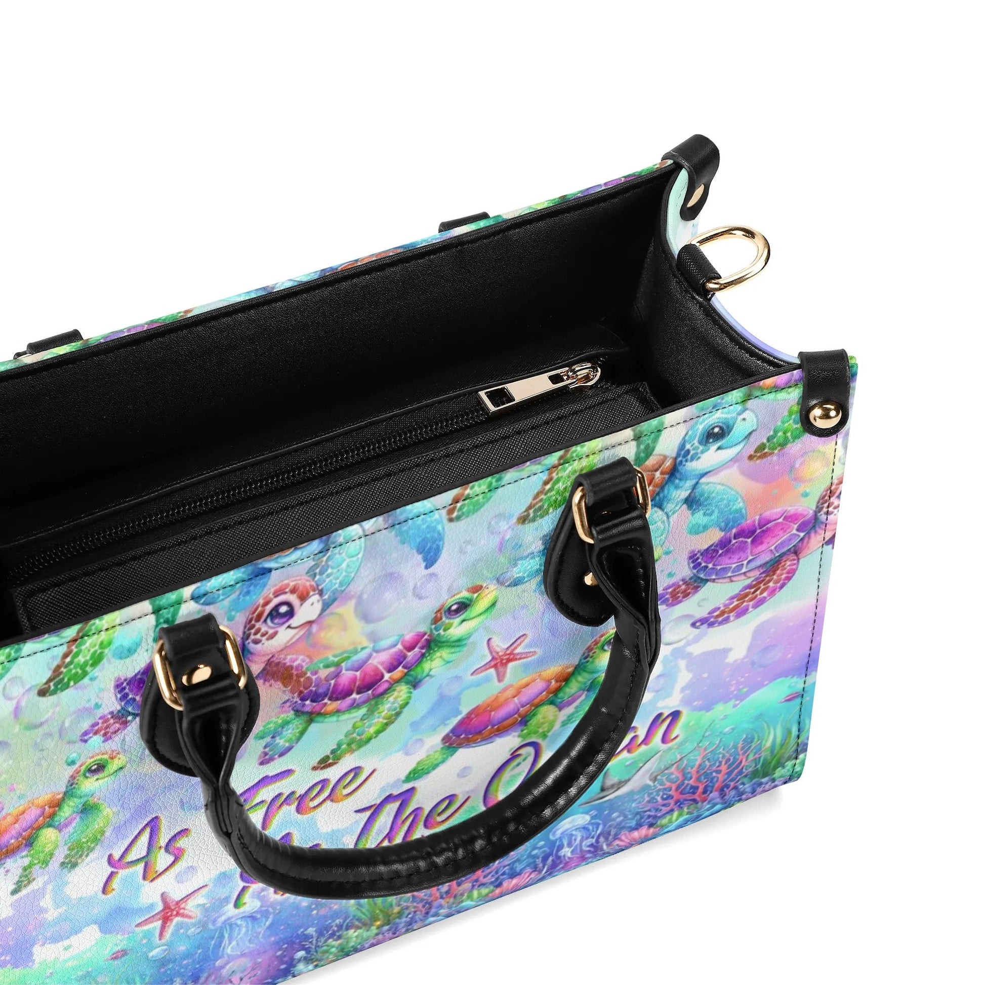 Bigcrowns AS FREE AS THE OCEAN TURTLE LEATHER HANDBAG T1306244