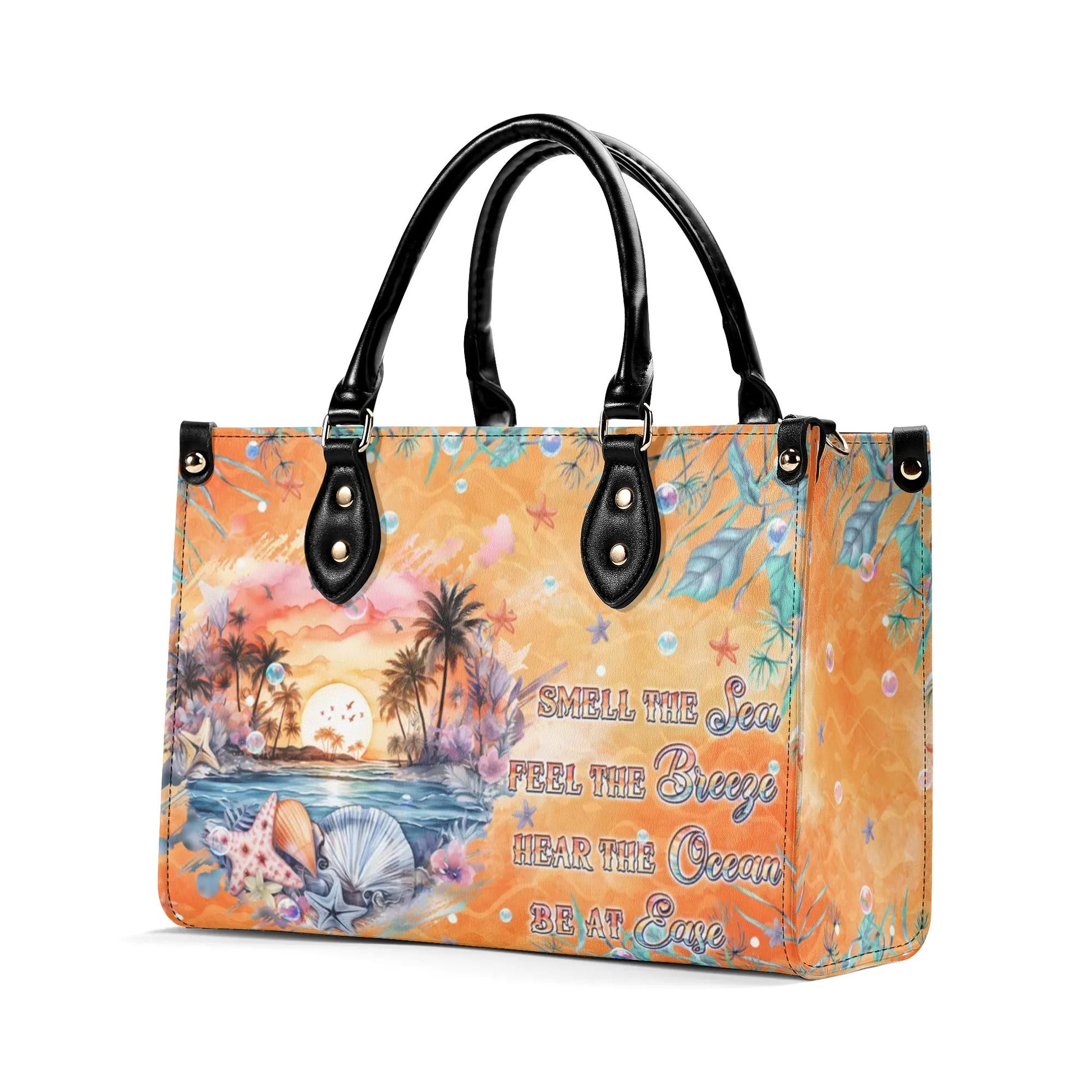 Bigcrowns SMELL THE SEA FEEL THE BREEZE TURTLE LEATHER HANDBAG TLPQ1308244