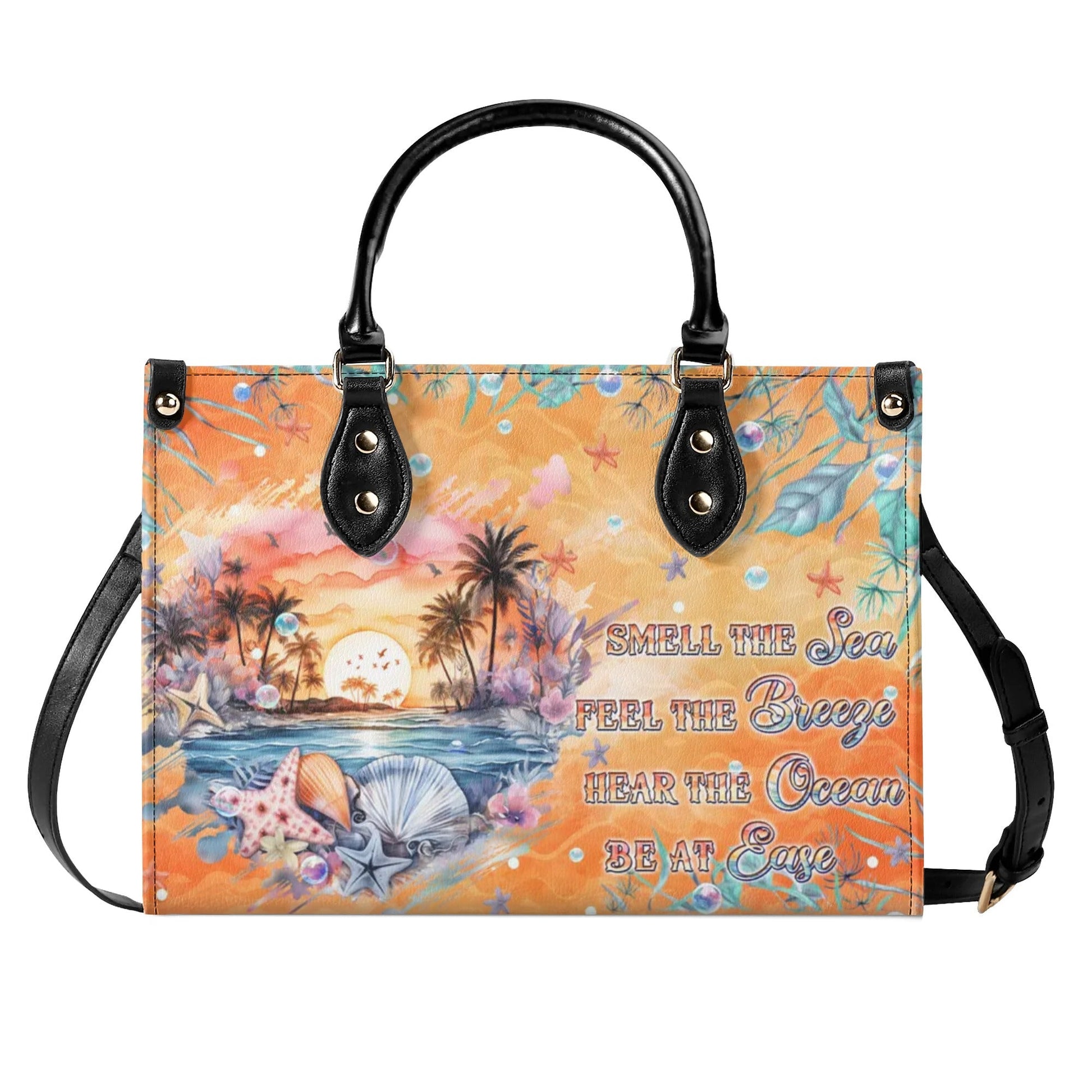 Bigcrowns SMELL THE SEA FEEL THE BREEZE TURTLE LEATHER HANDBAG TLPQ1308244