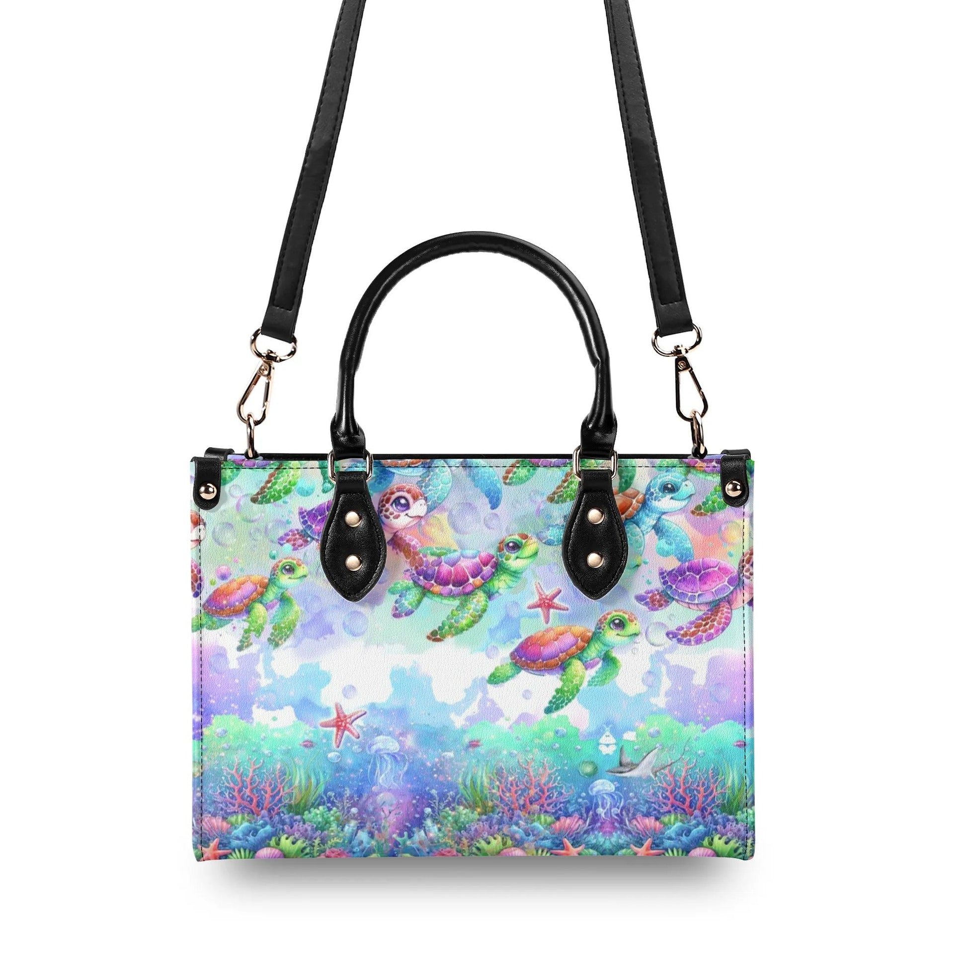 Bigcrowns AS FREE AS THE OCEAN TURTLE LEATHER HANDBAG T1306244