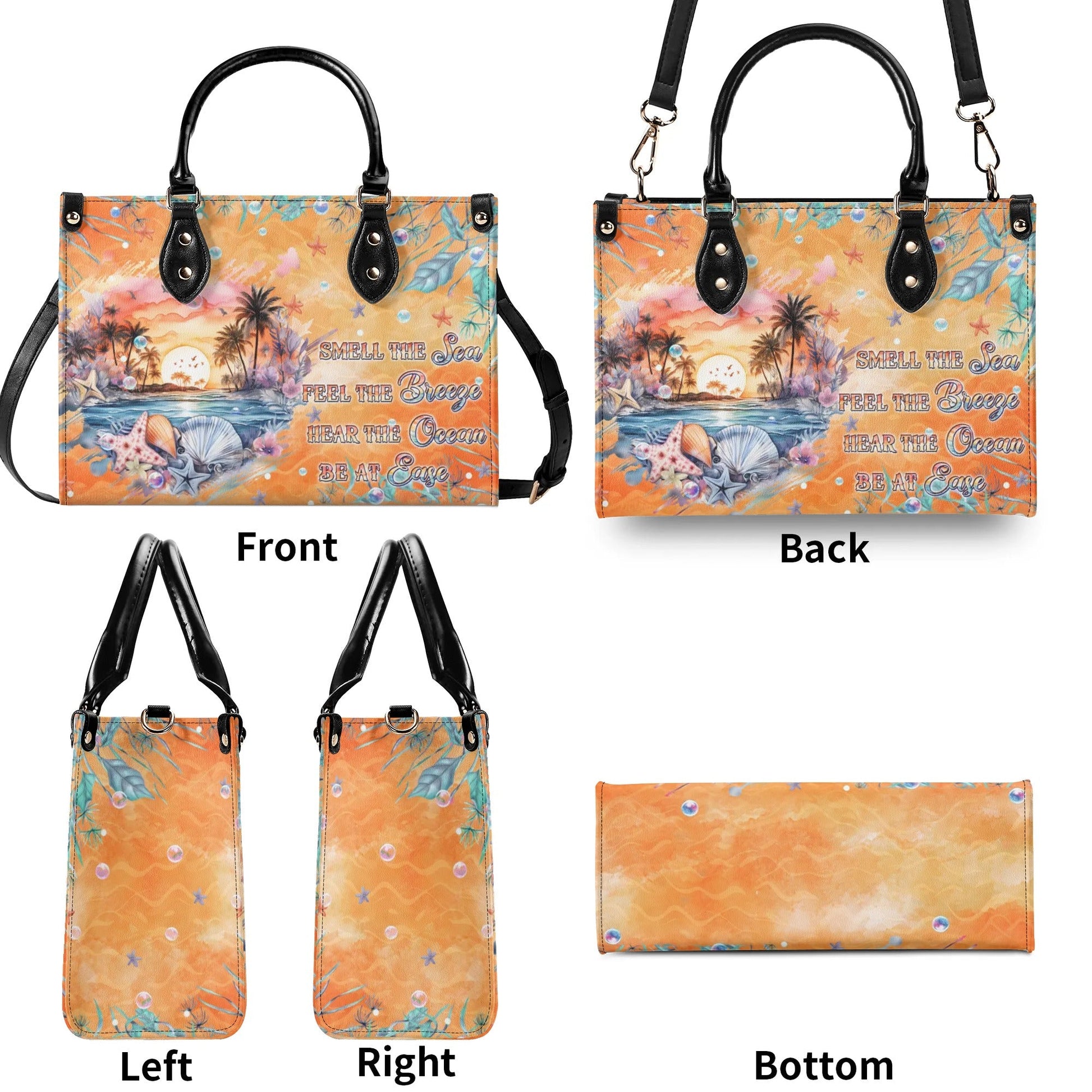 Bigcrowns SMELL THE SEA FEEL THE BREEZE TURTLE LEATHER HANDBAG TLPQ1308244